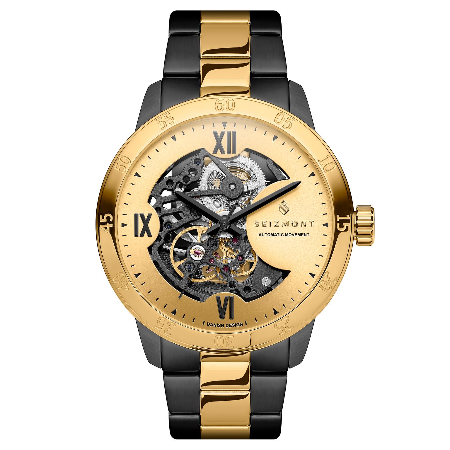 Dante II | Czarno-złocisty zegarek z widocznym mechanizmem Dante II | Czarno-złocisty zegarek z widocznym mechanizmem