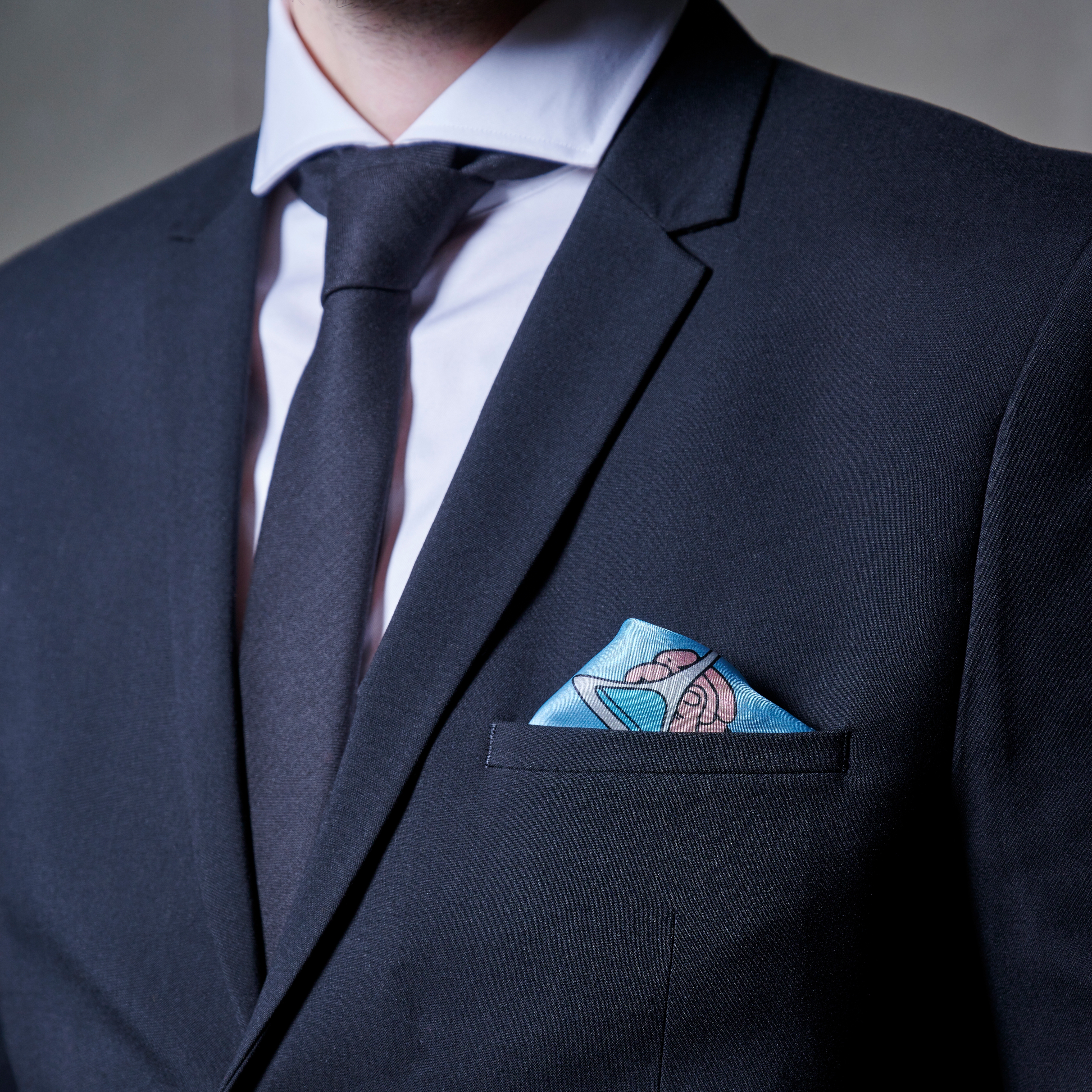 New Age | Black, Blue & Yellow Bryan E West Design Silk Pocket Square - 5