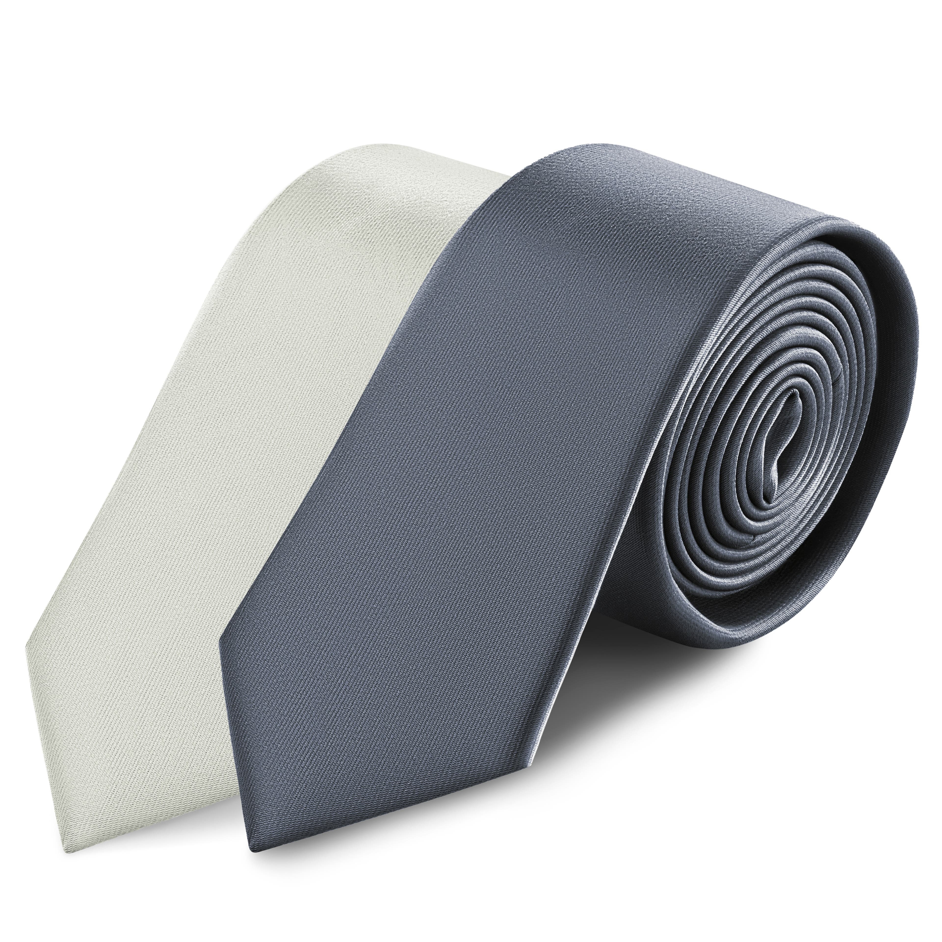 Комплект от 2 вратовръзки| Светлосива и графитена