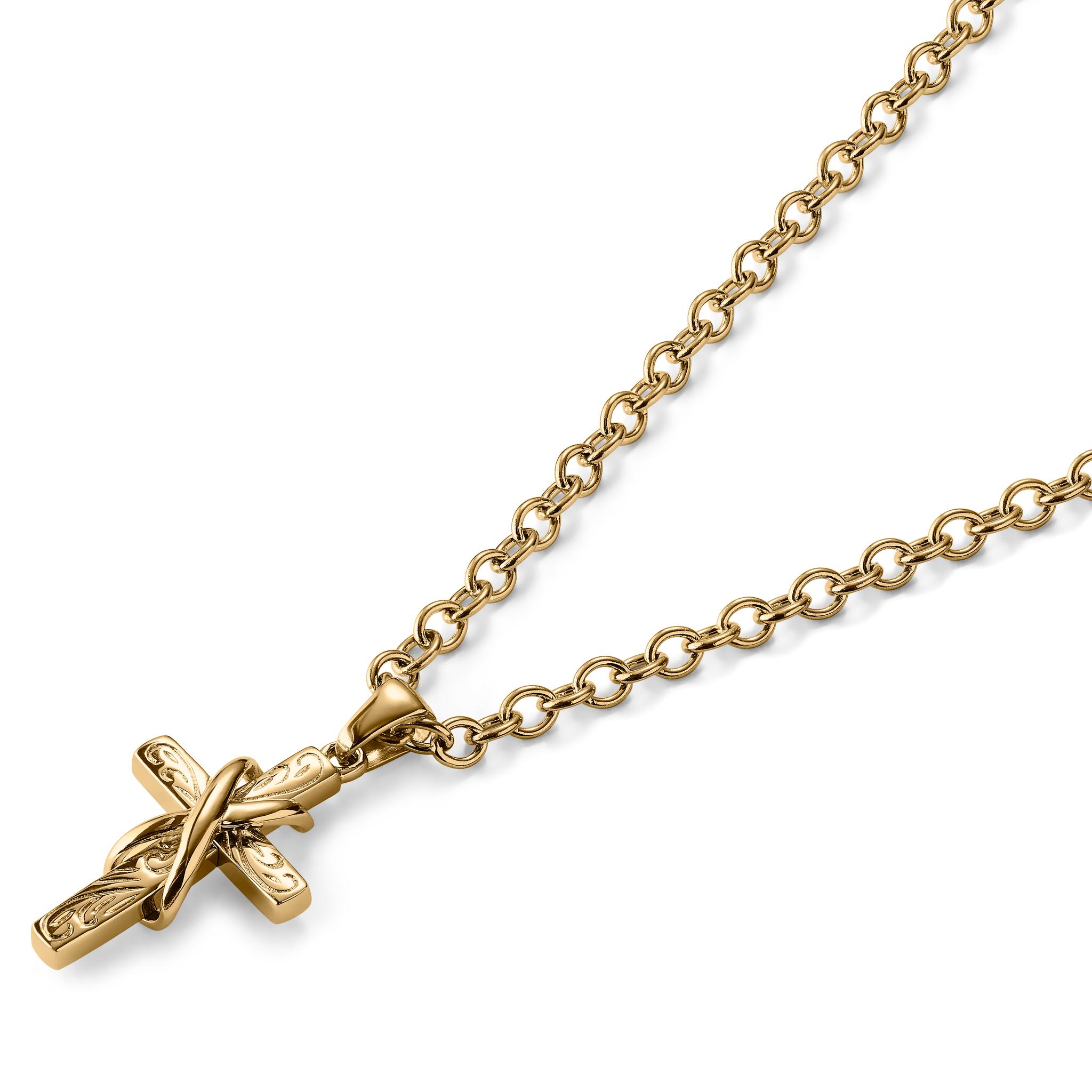 Gold-Tone With Cross & Infinity Symbol Cable Chain Necklace | In stock ...