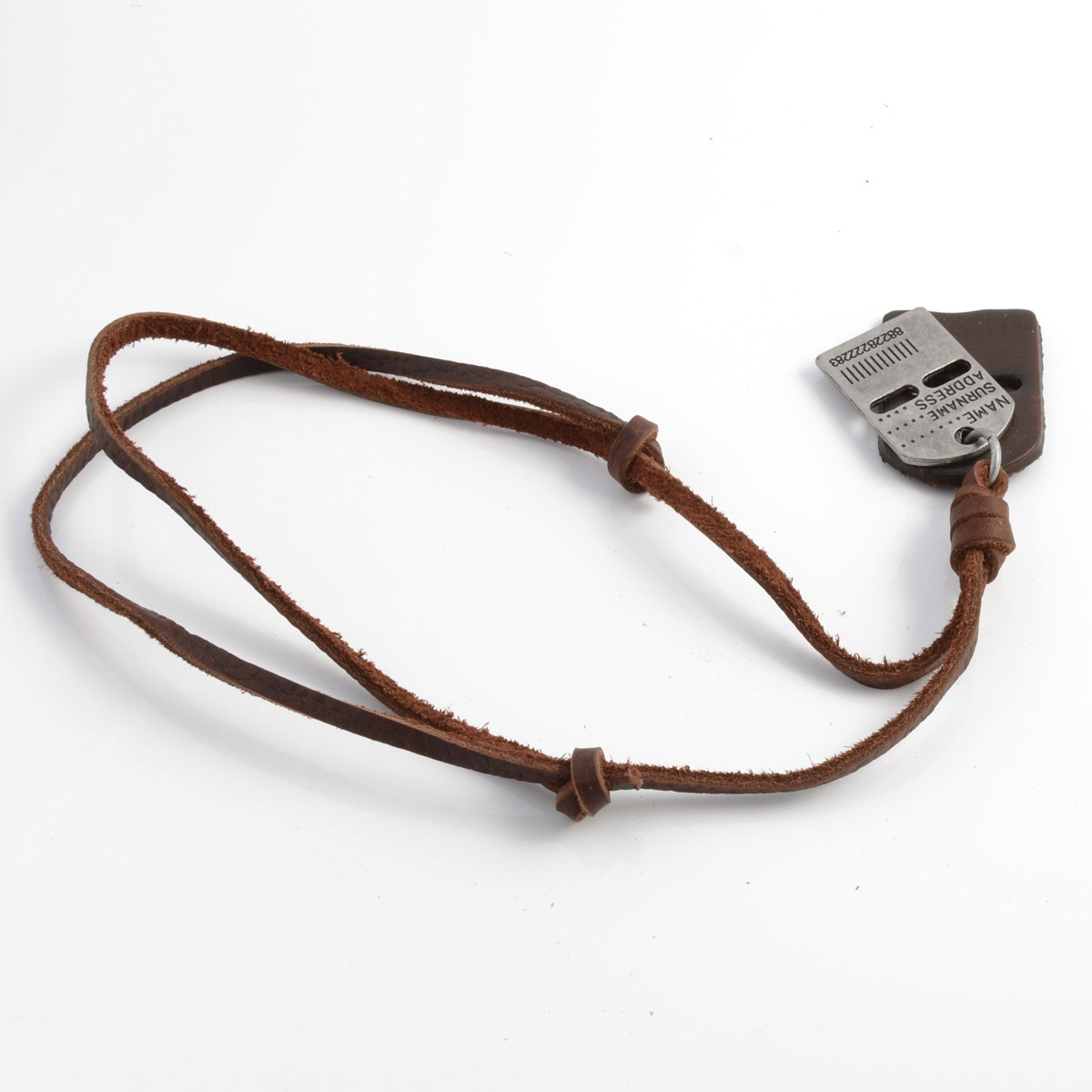 Collier en cuir à pendentif plaque - 3