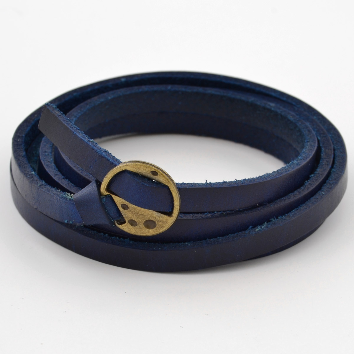 Bracciale attorcigliato regolabile in pelle blu - 2