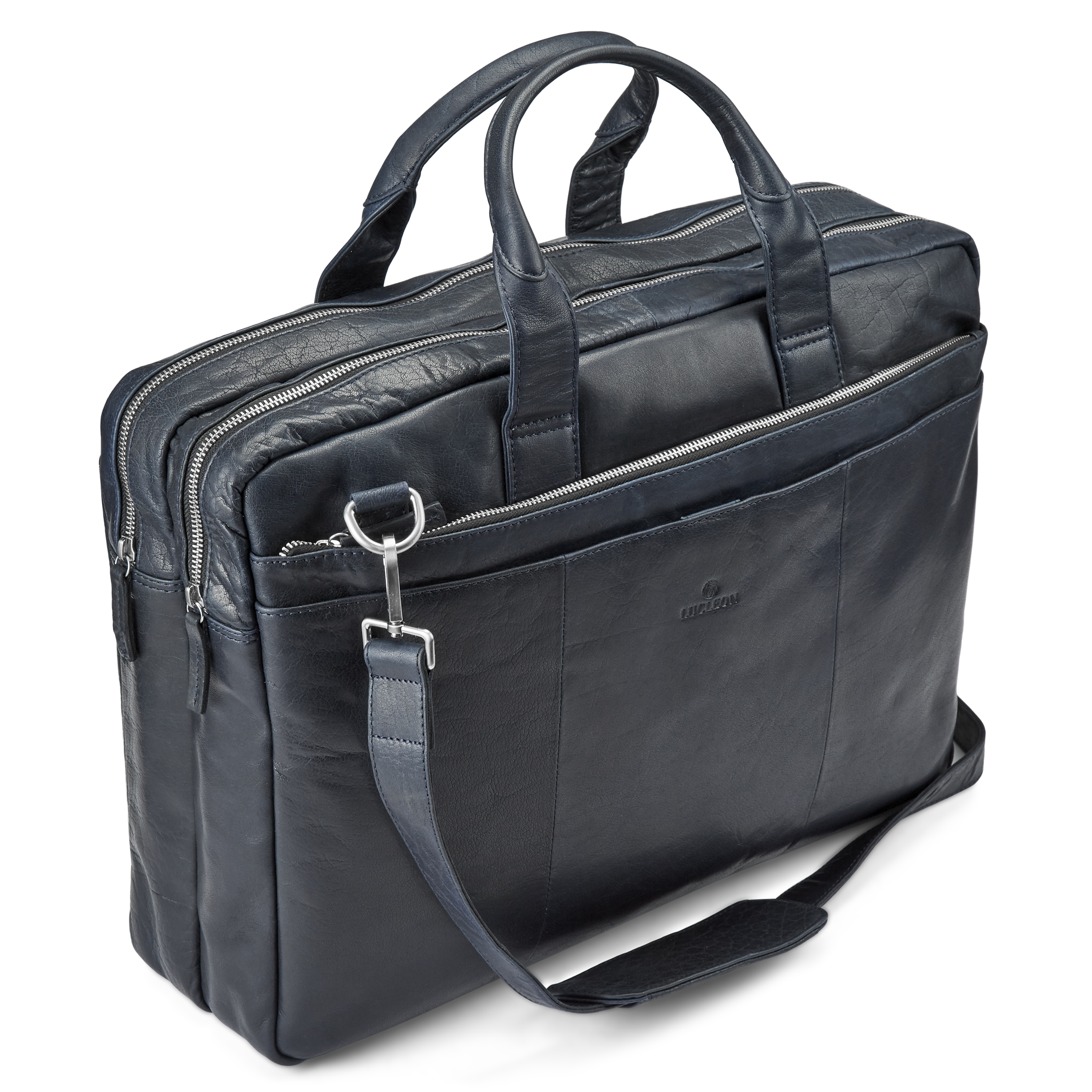 Sac Montreal XL en cuir bleu marine pour ordinateur portable  - 9