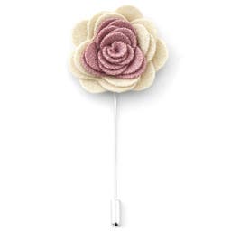 White & Baby Pink Flower Lapel Pin