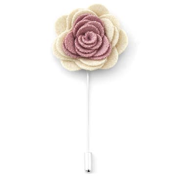 White & Baby Pink Flower Lapel Pin White & Baby Pink Flower Lapel Pin