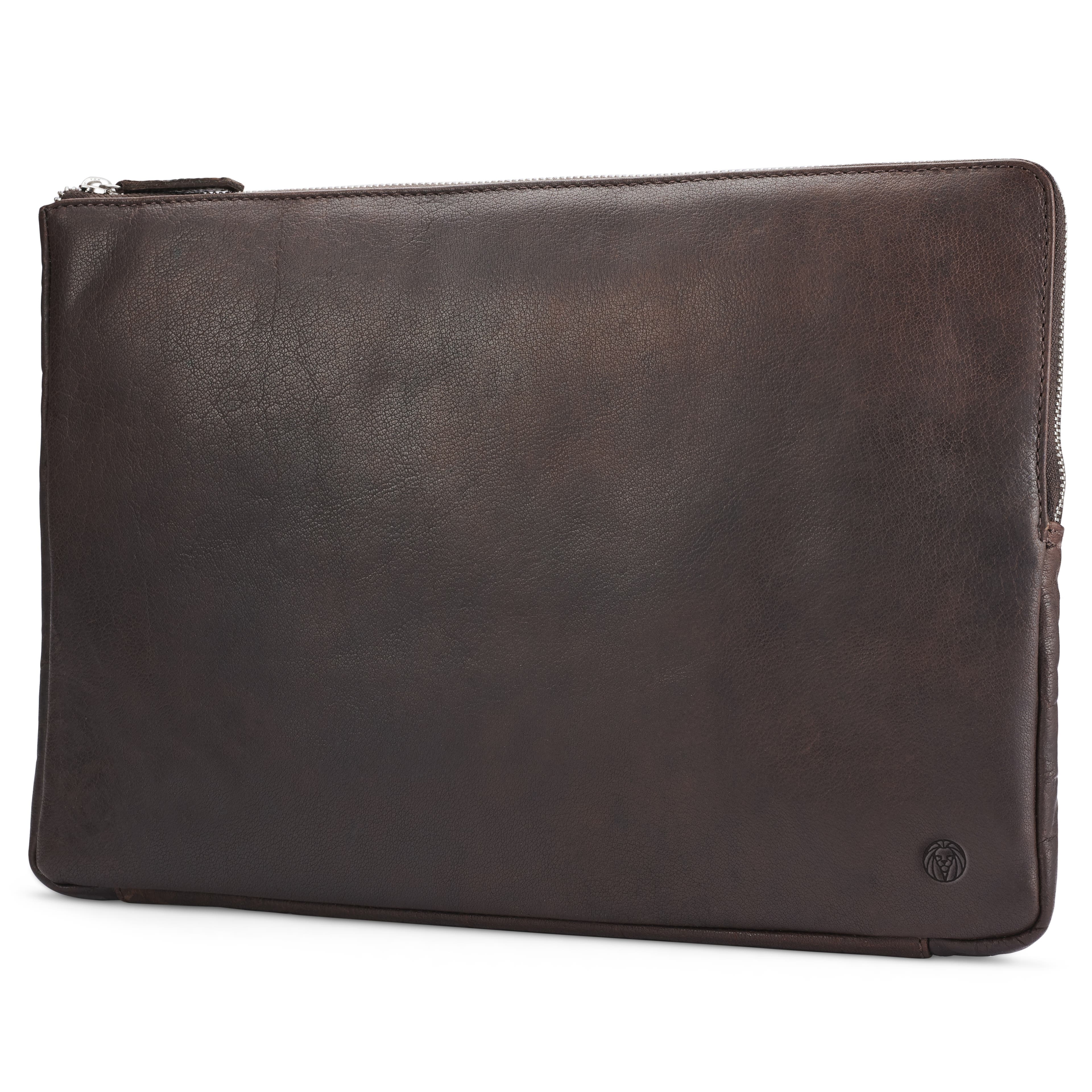Montreal | Small Dark Brown Leather Laptop Sleeve
