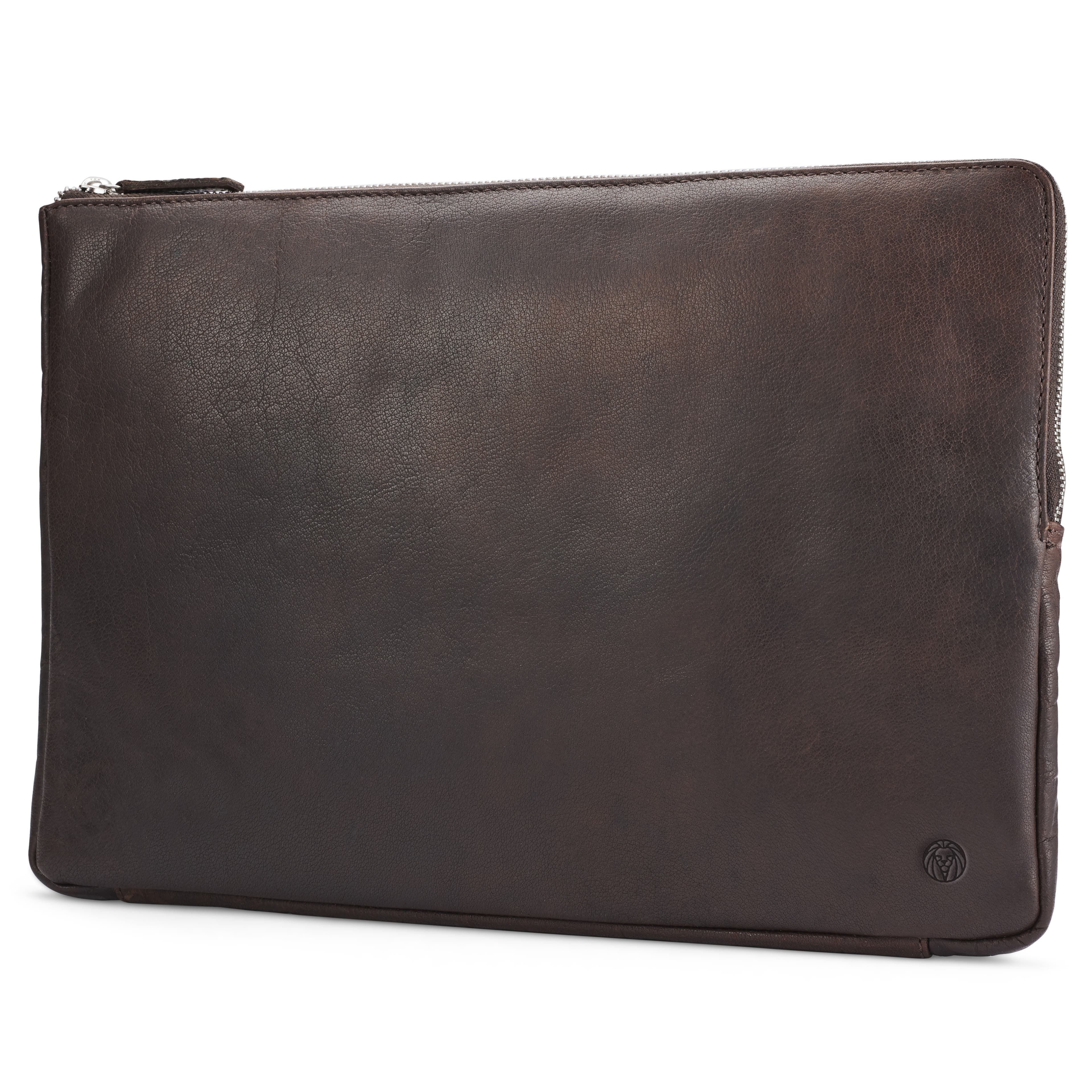 Custodia per laptop piccola Montreal in pelle marrone Custodia per laptop piccola Montreal in pelle marrone