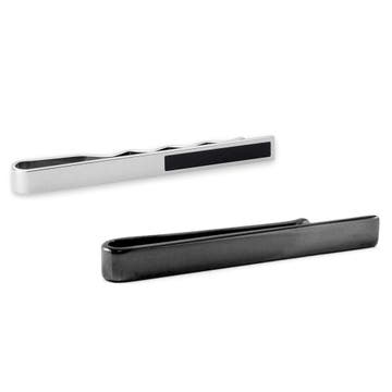 Silver-Tone and Gunmetal Grey Tie Bar Set Silver-Tone and Gunmetal Grey Tie Bar Set