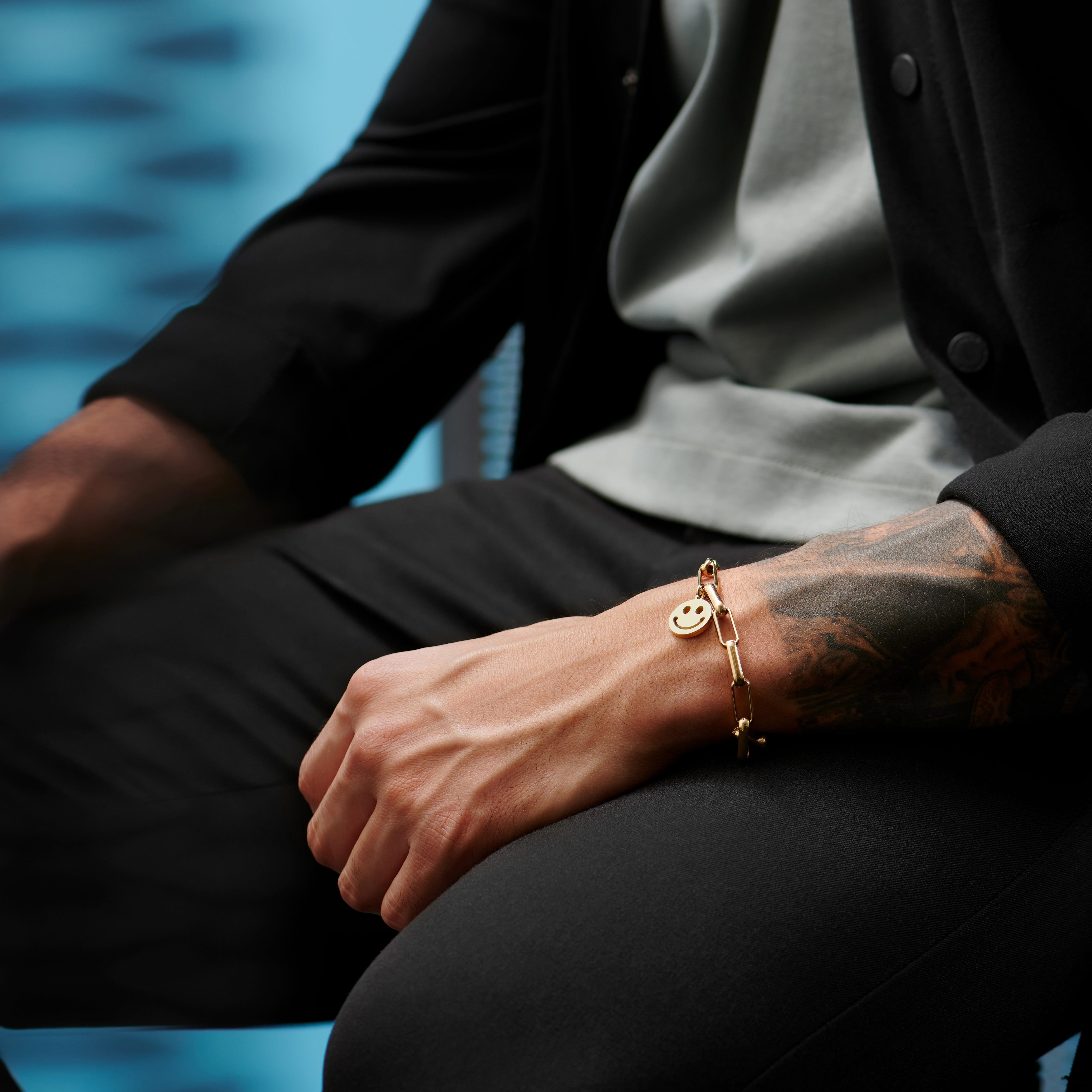 Clarke Amager Gold-Tone Curb & Cable Chain Bracelet with Smiley Pendant - 4