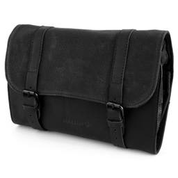 Black Waxed Canvas Roll Out Wash Bag