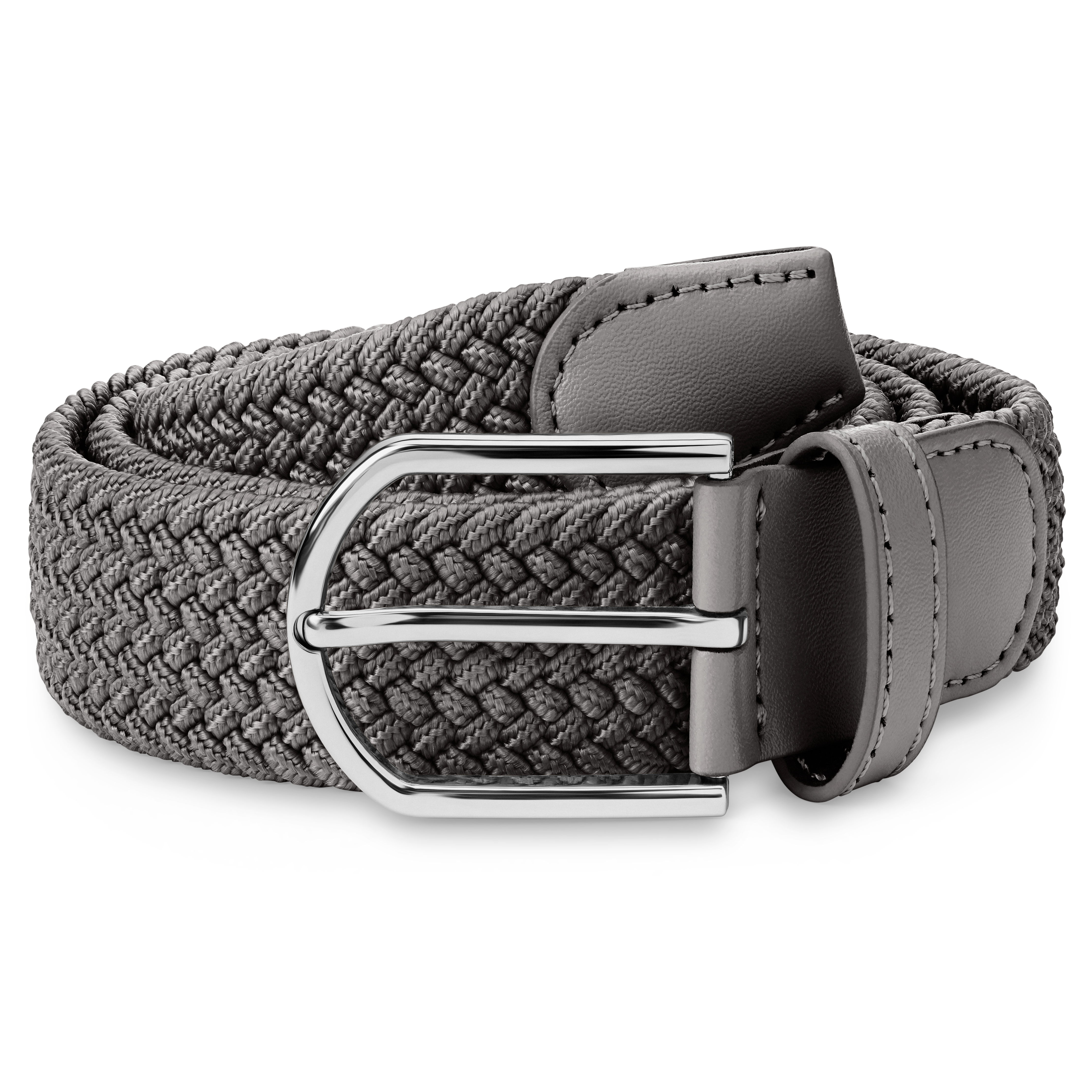 Grey Elastic Knitted Canvas Belt