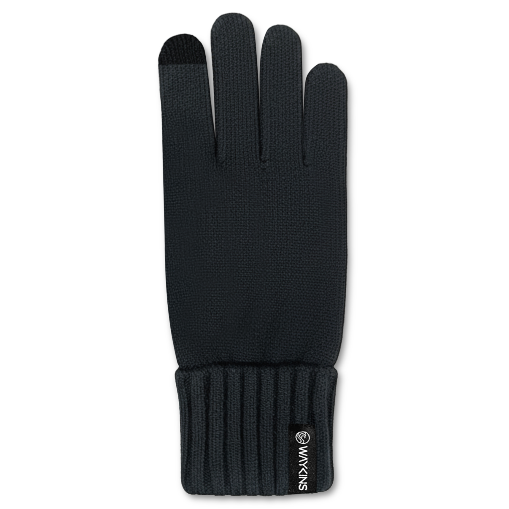 Baltic | Gants en fin tricot côtelé noir, compatibles écran tactile - 3