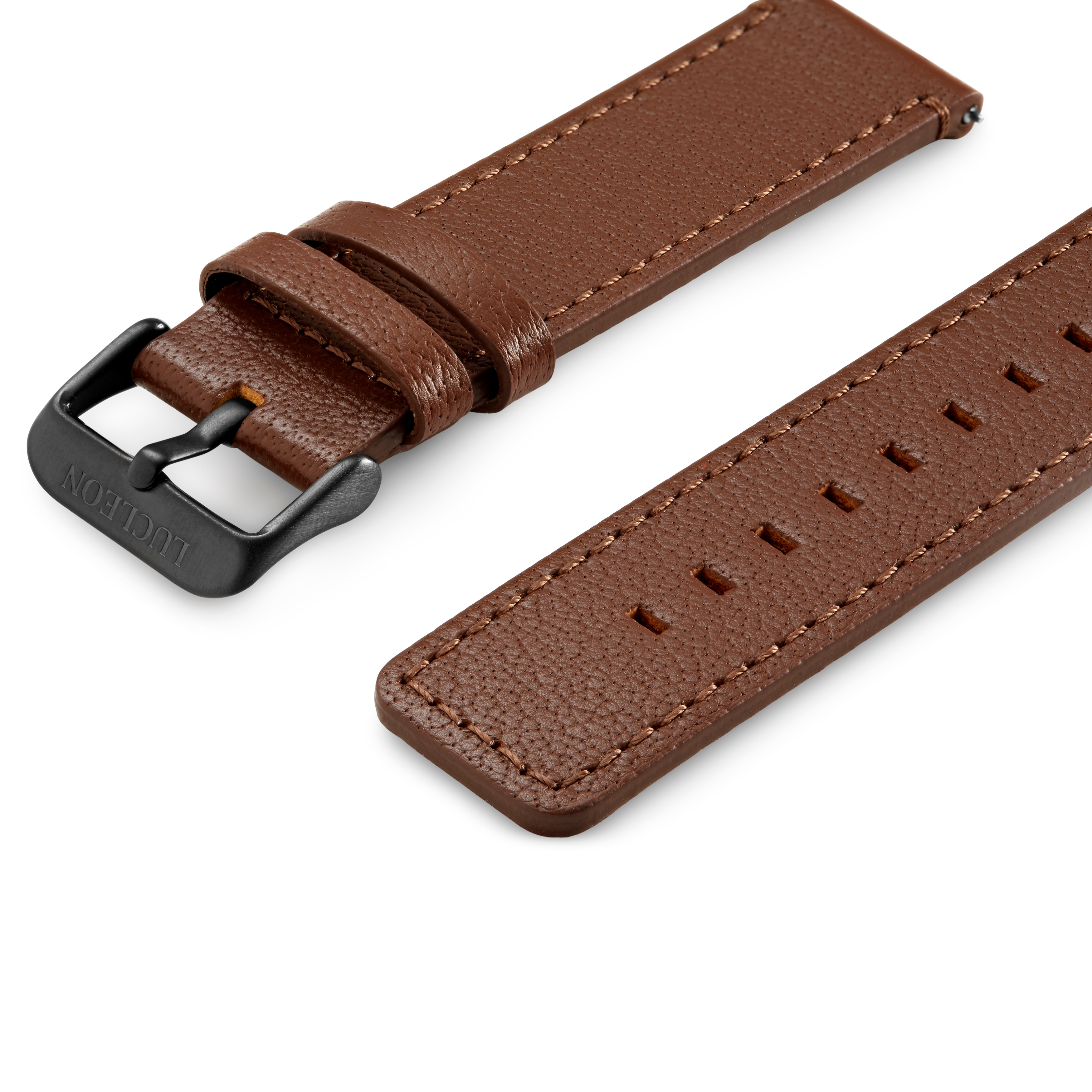 Tan Leather Watch Strap with Black Buckle - 2