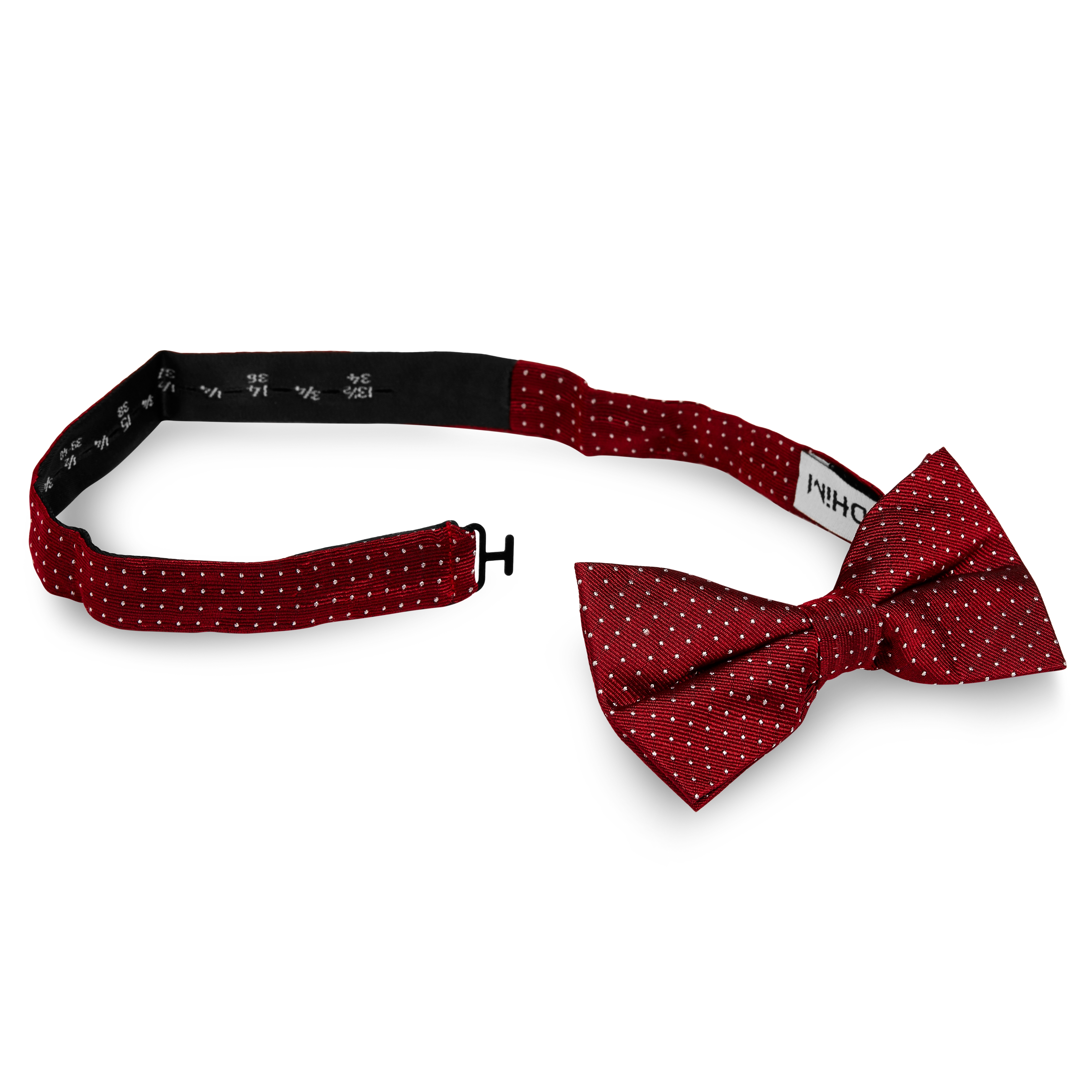 Noeud papillon en soie rouge à pois - 2