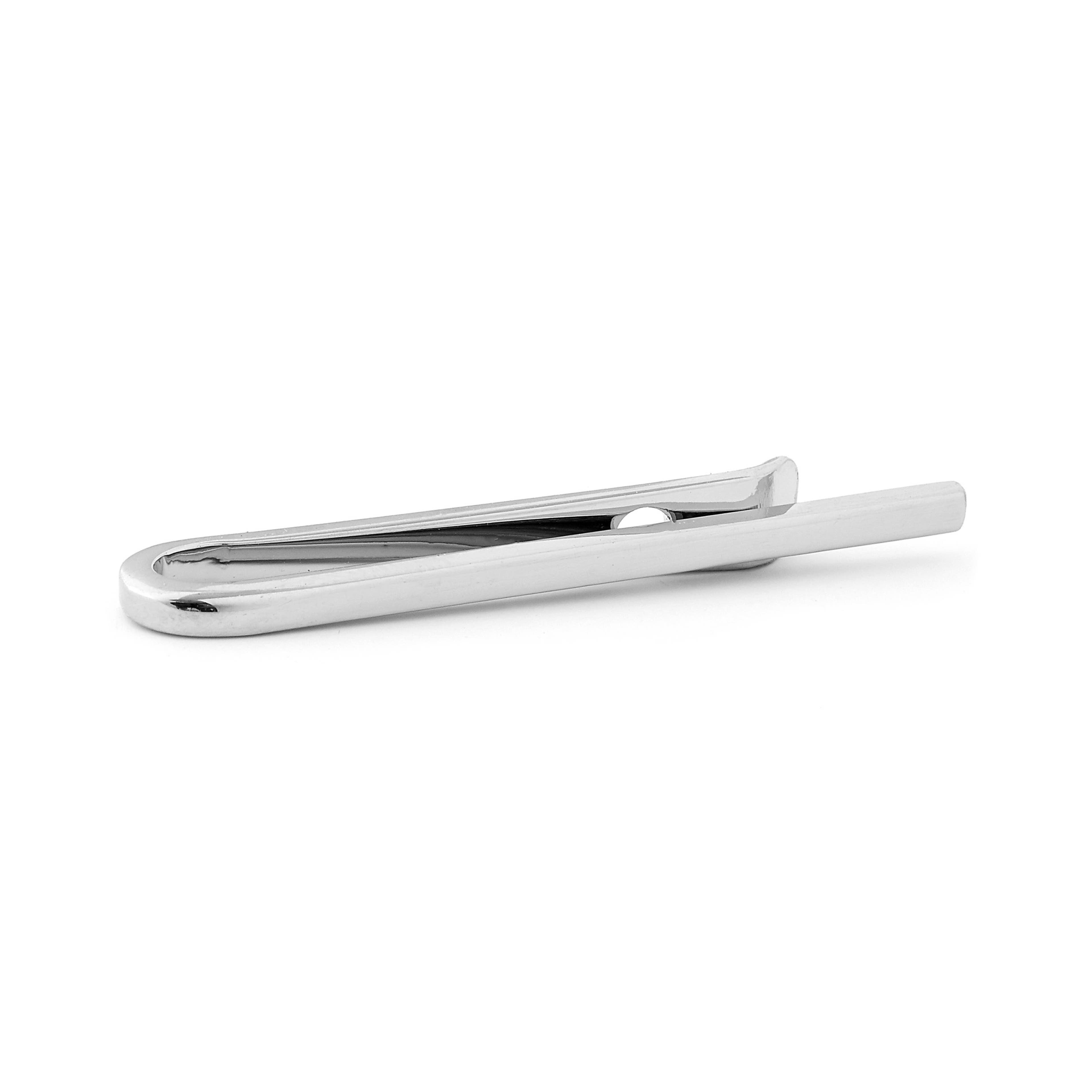 Simple Silver-Tone Stainless Steel Tie Bar With Hole