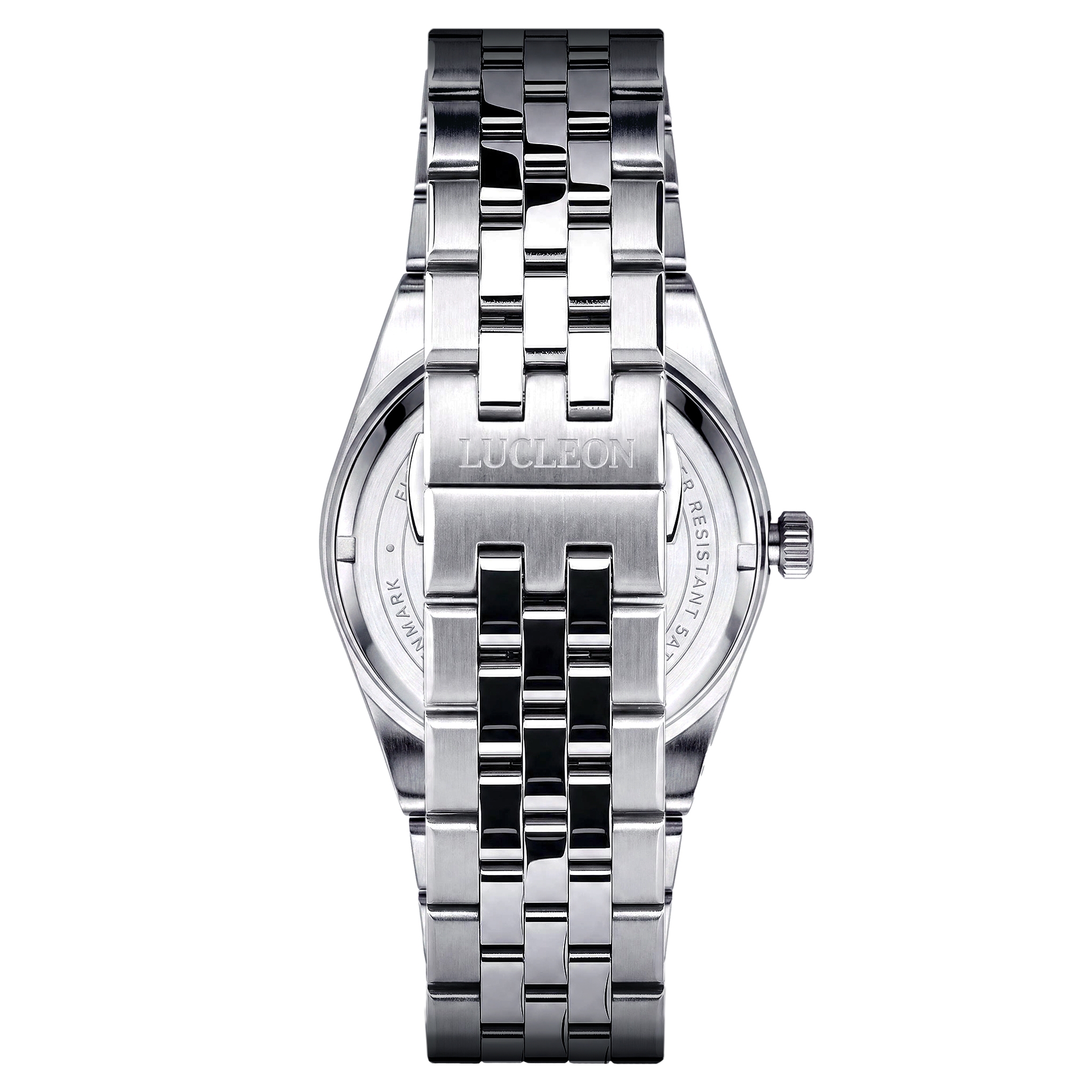 Flute | Reloj de acero inoxidable en tono plateado con esfera con efecto rayos de sol azul marino y correa Jubilee - 4