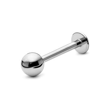 Ezüst tónusú rozsdamentes acél labret piercing golyós véggel - 6 mm