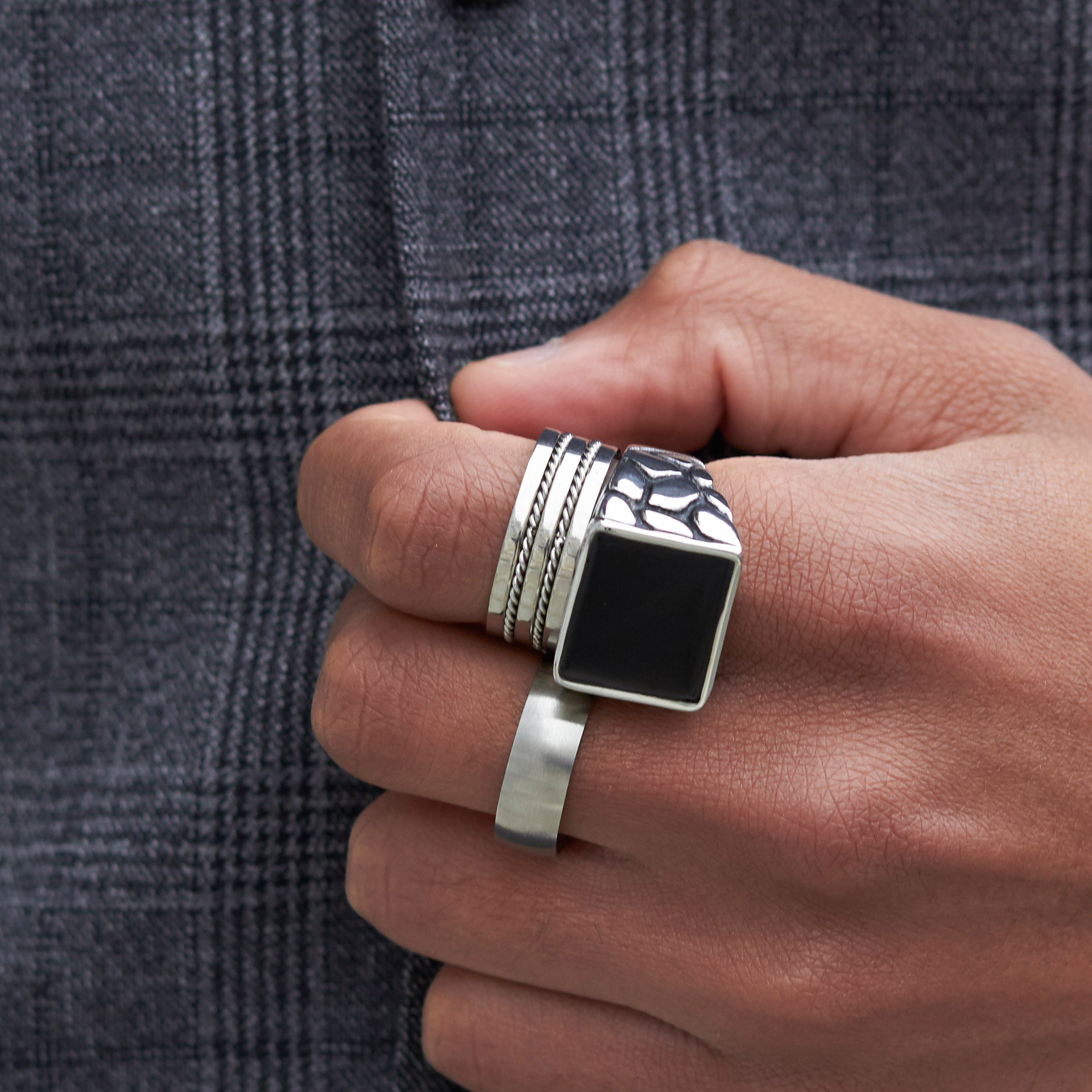 Titanring mit doppeltem Draht-Detail - 4