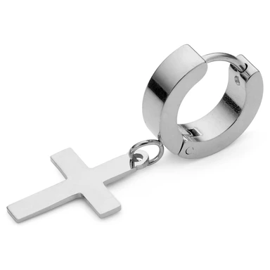 Sølvfarvet Kors & Hoop Ørering Sølvfarvet Kors & Hoop Ørering
