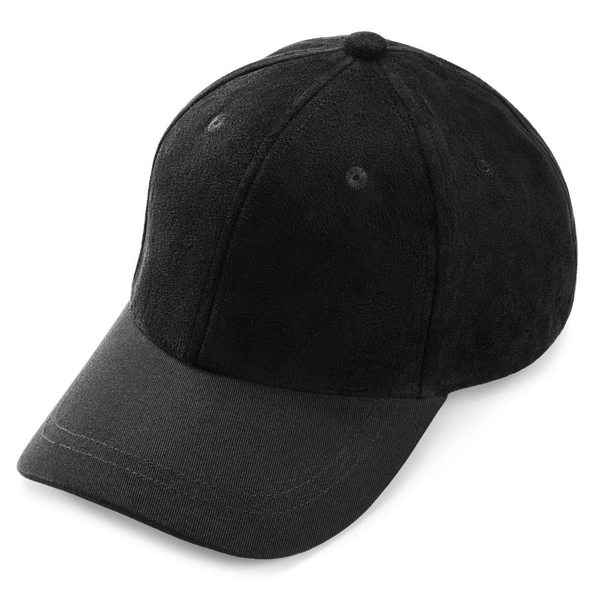 Lacuna Black Faux Suede-Brimmed Cotton Baseball Cap In stock