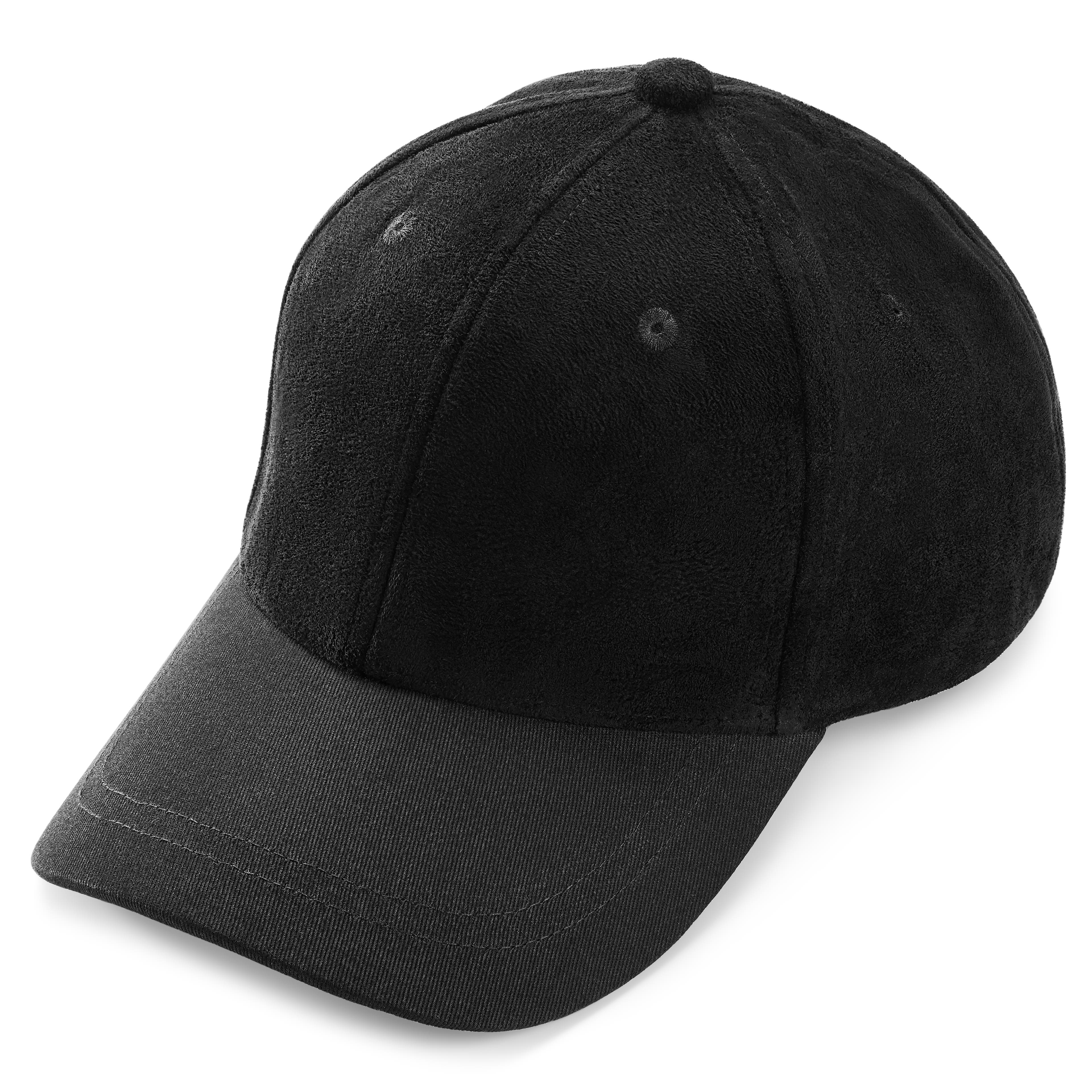 Lacuna | Czarna bawełniana czapka bejsbolówka z obwódką ze sztucznego zamszu