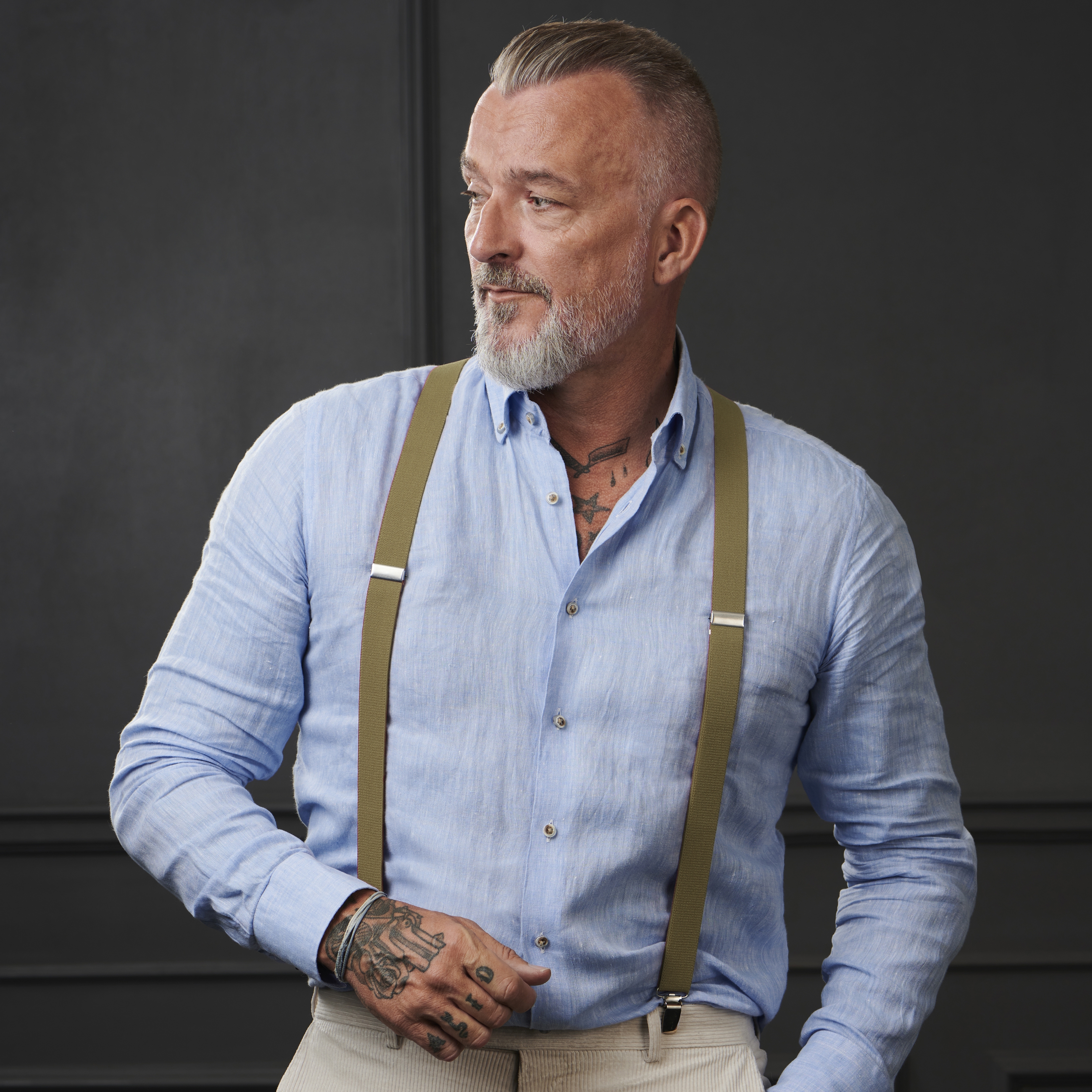 Olive Slim Clip-On Suspenders  - 5