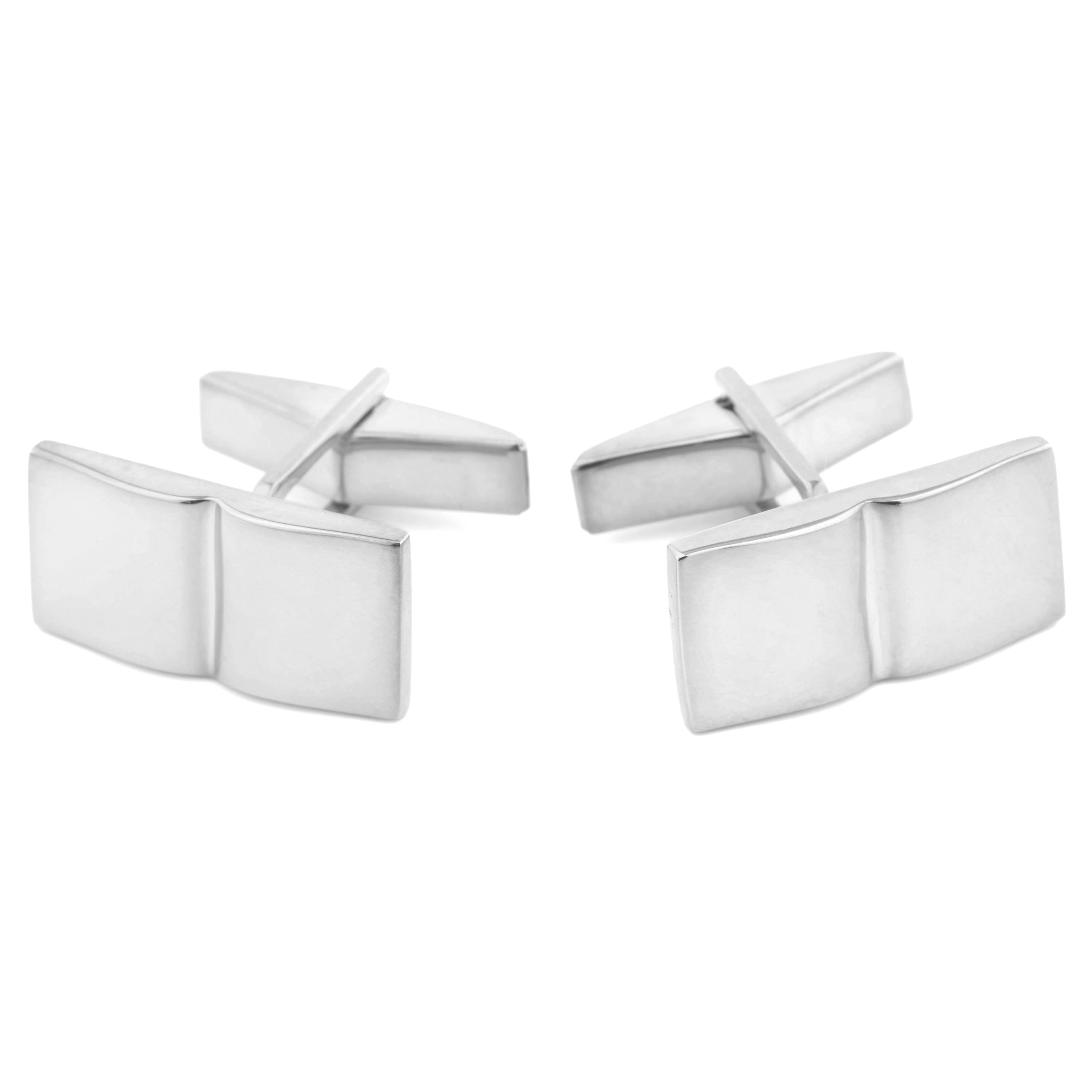 925s Silver Single Groove Cufflinks - 1