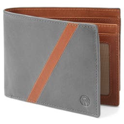 Lind Grey & Tan Leather RFID-Blocking Wallet 