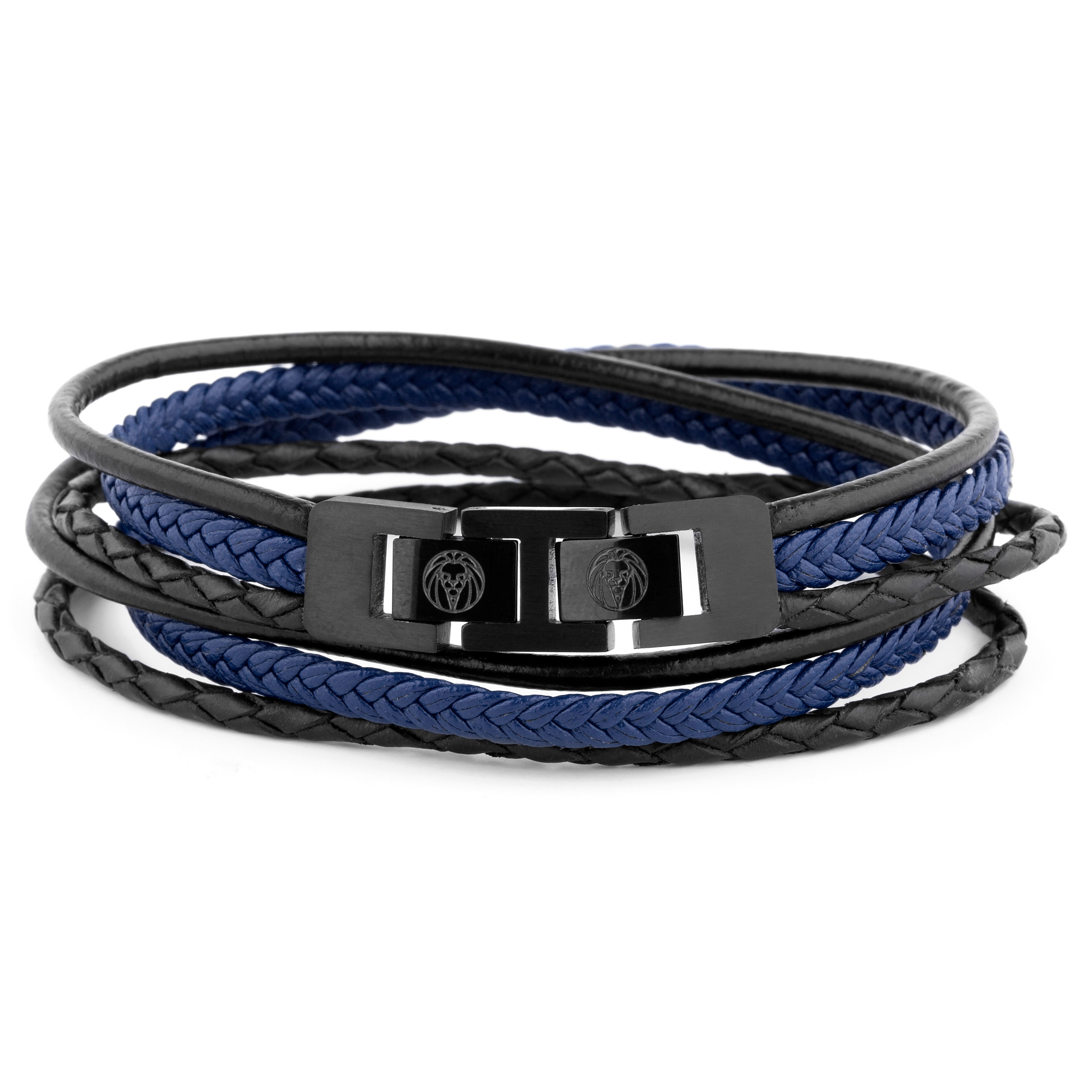 Black & Blue Roy Leather Bracelet - 2