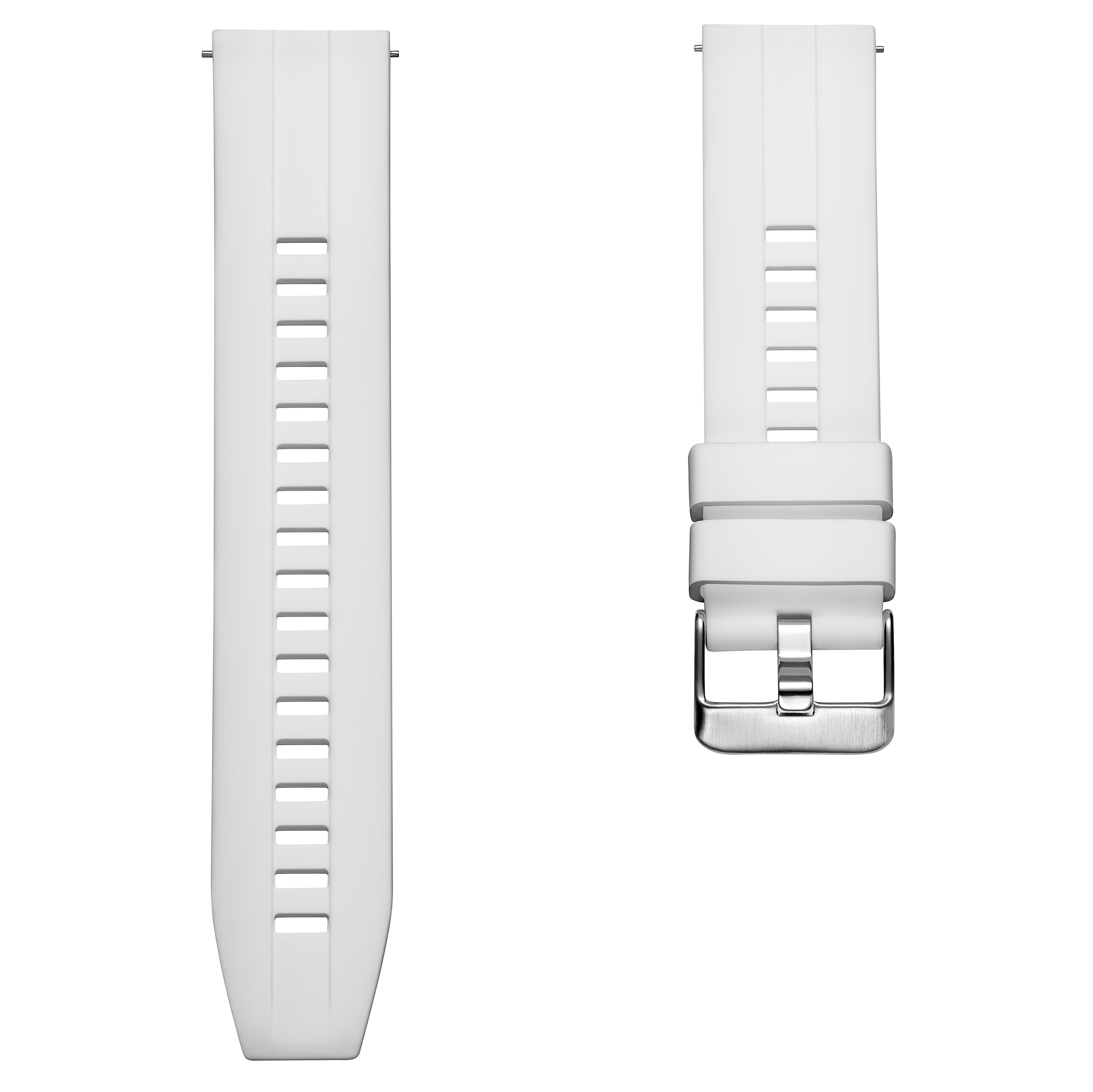 White 20 mm Silicone Sports Watch Straps
