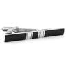 Silver-Tone & Black Bars Stainless Steel Tie Clip
