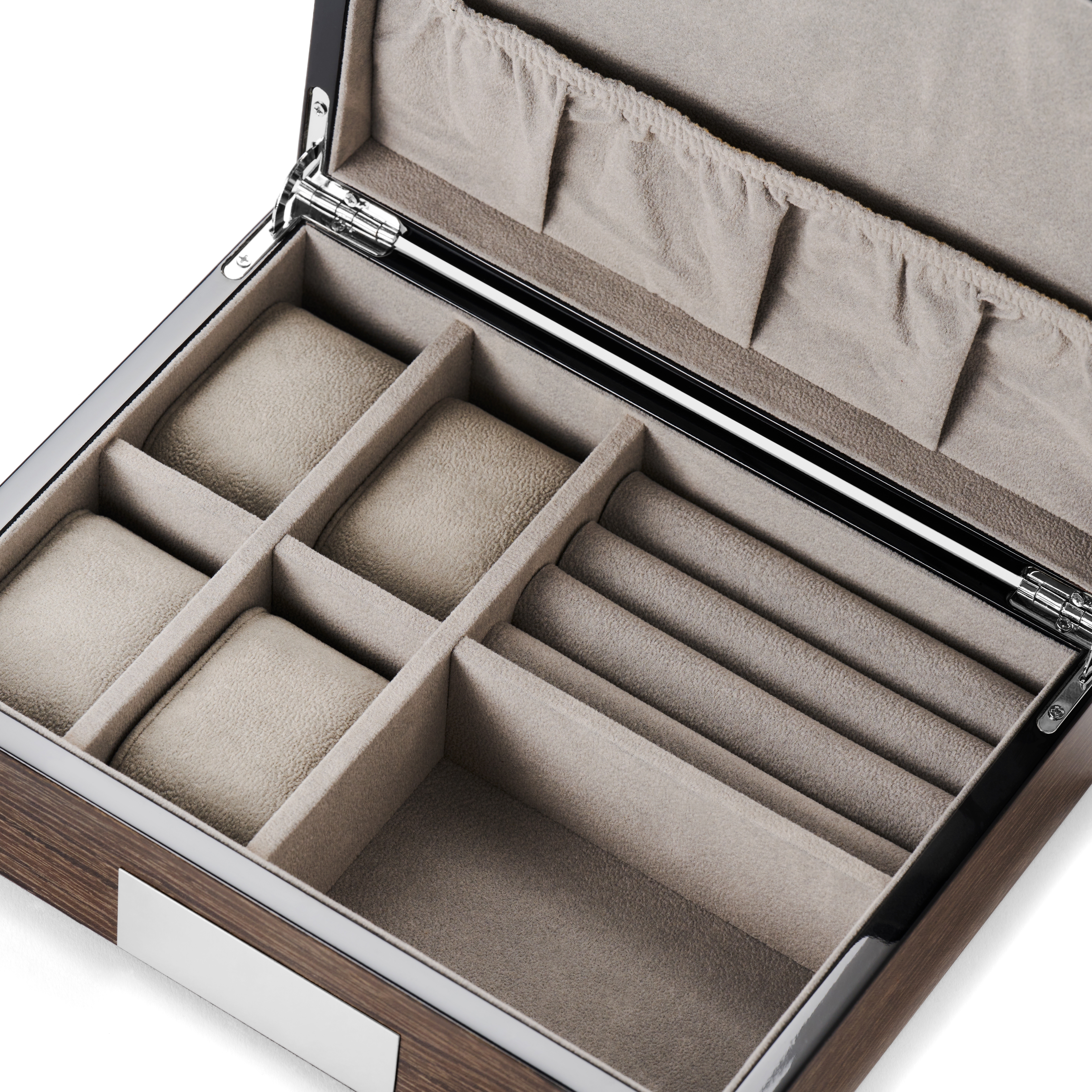 Caja de madera gris para relojes y joyas - 4