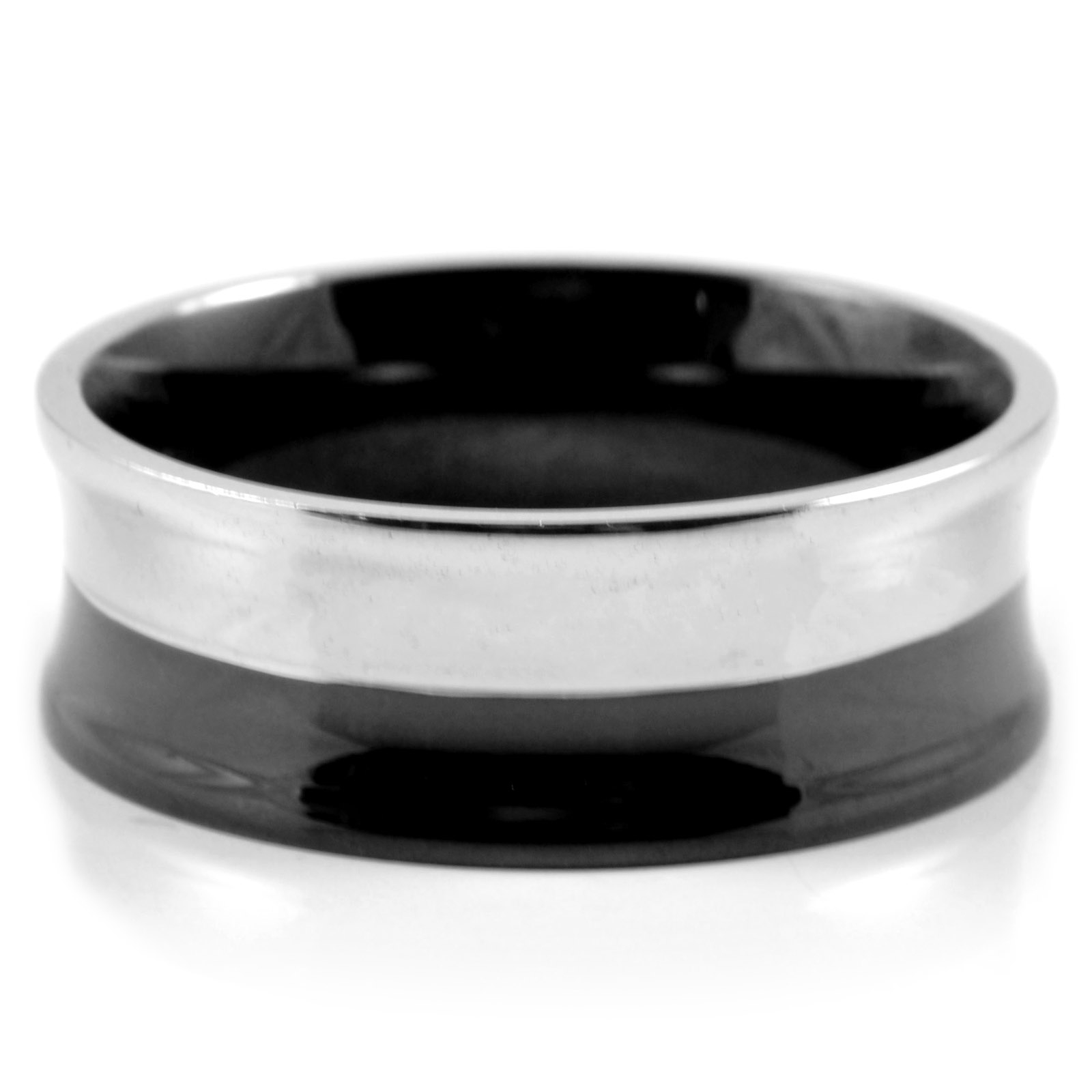 Svart/Stål Buet Stålring - 2