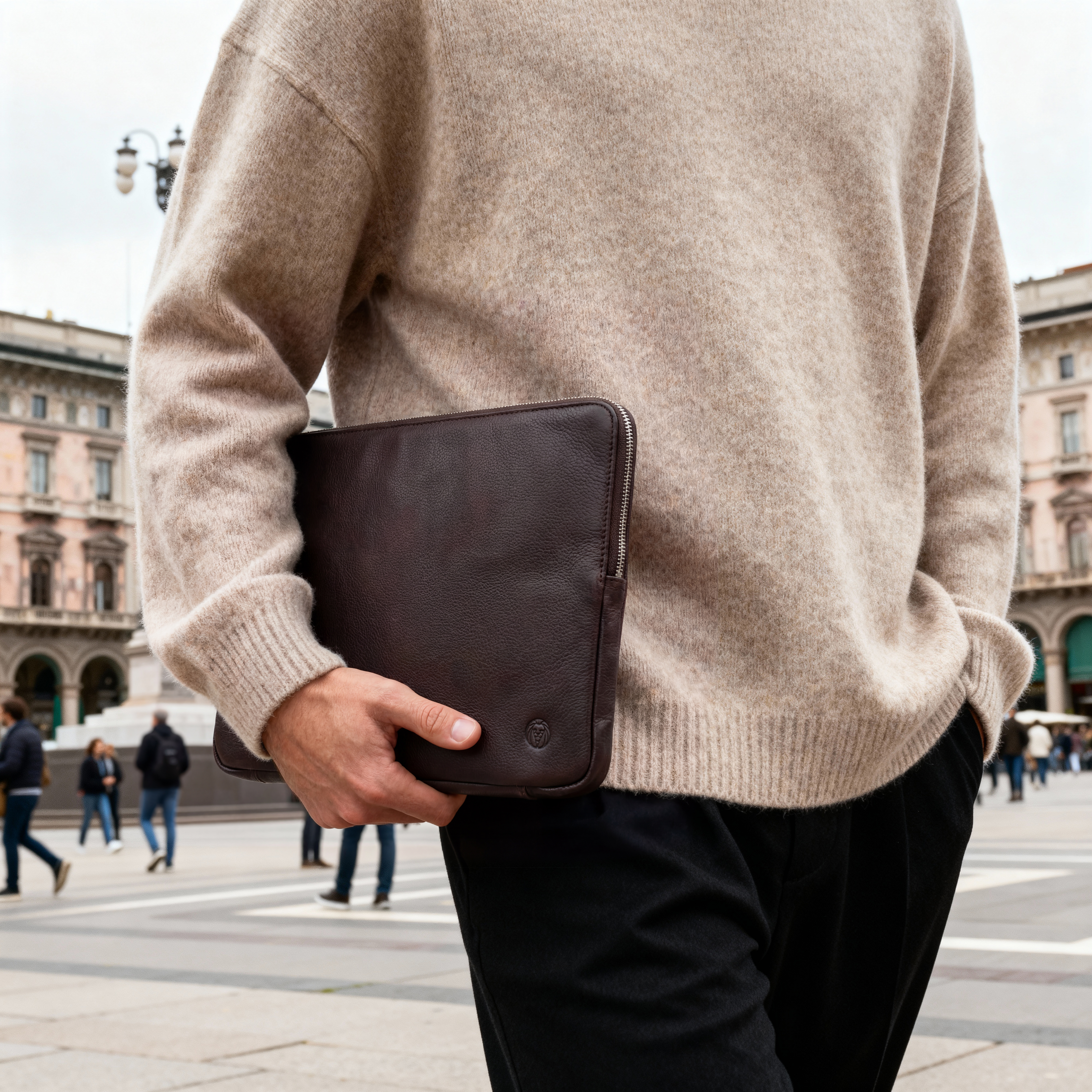 Montreal Bruine Kleine Lederen Laptophoes - 4