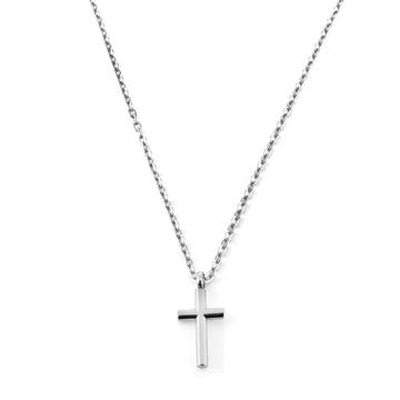 Silver-Tone Stainless Steel Classic Cross Cable Chain Necklace