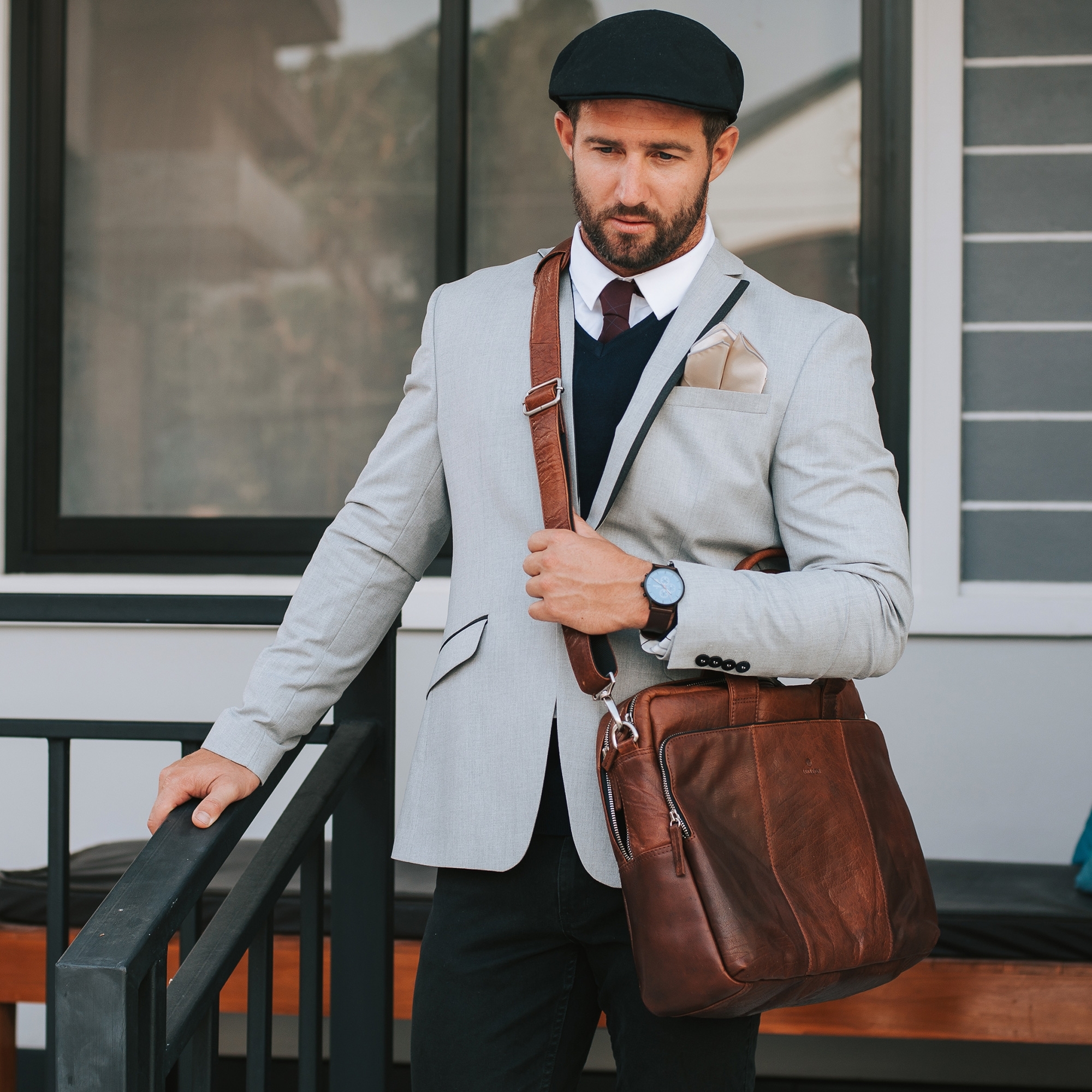 Burgundy Checkered Tie - 4