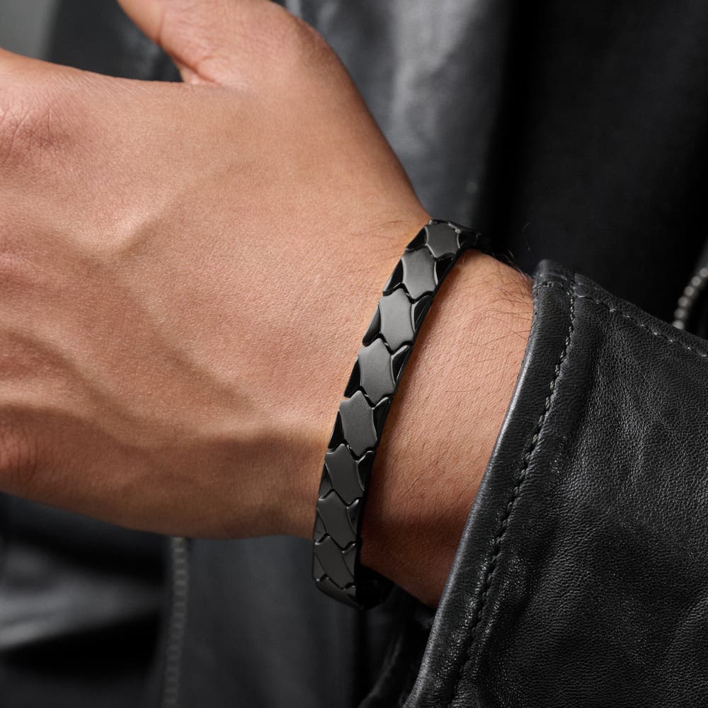 hover: Black Asymmetric Titanium Magnetic Bracelet hover: Black Asymmetric Titanium Magnetic Bracelet