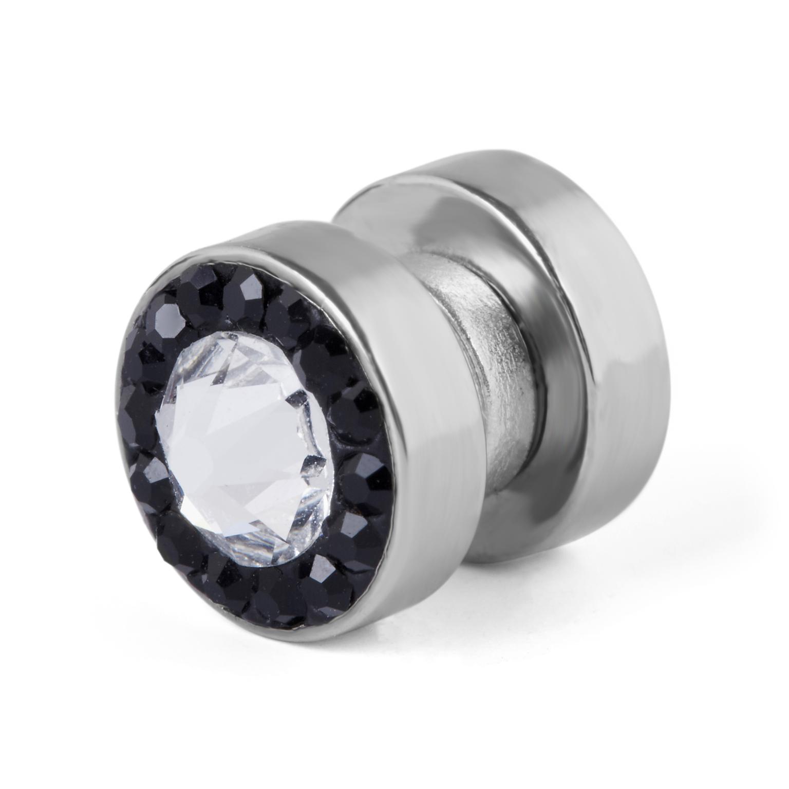 Kolczyk magnetyczny z czarnym i przezroczystym kryształem 8 mm Kolczyk magnetyczny z czarnym i przezroczystym kryształem 8 mm