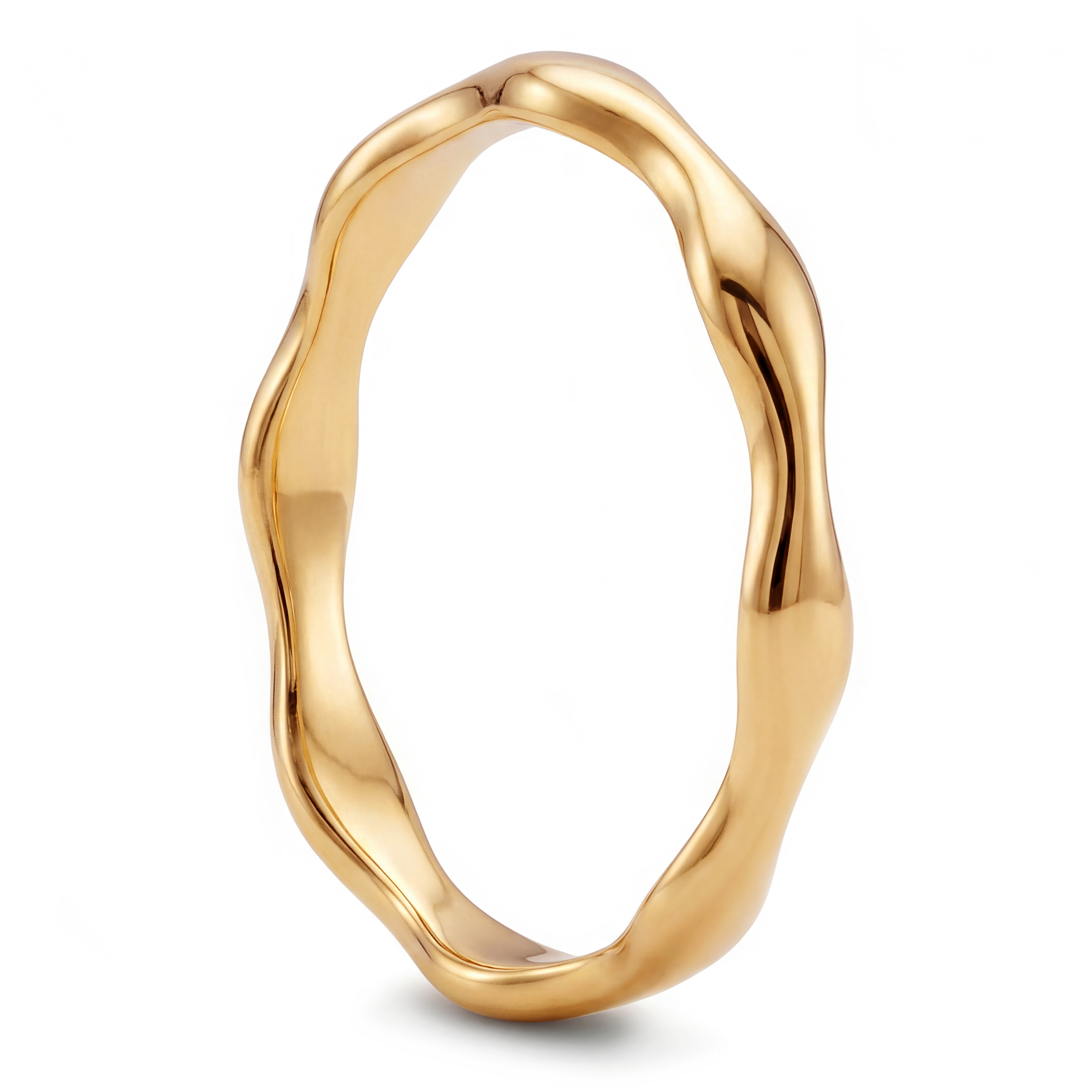 Magma | 4 mm goldfarbener Edelstahl Ring mit wellenförmigem Design