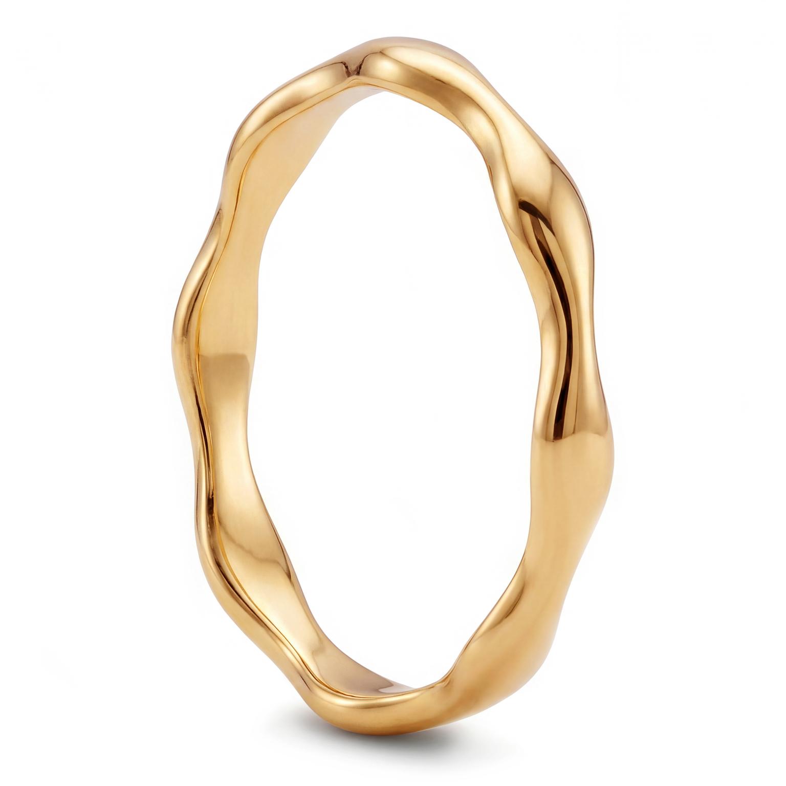 Molten | 4 mm goudkleurige roestvrijstalen golvende ring Molten | 4 mm goudkleurige roestvrijstalen golvende ring