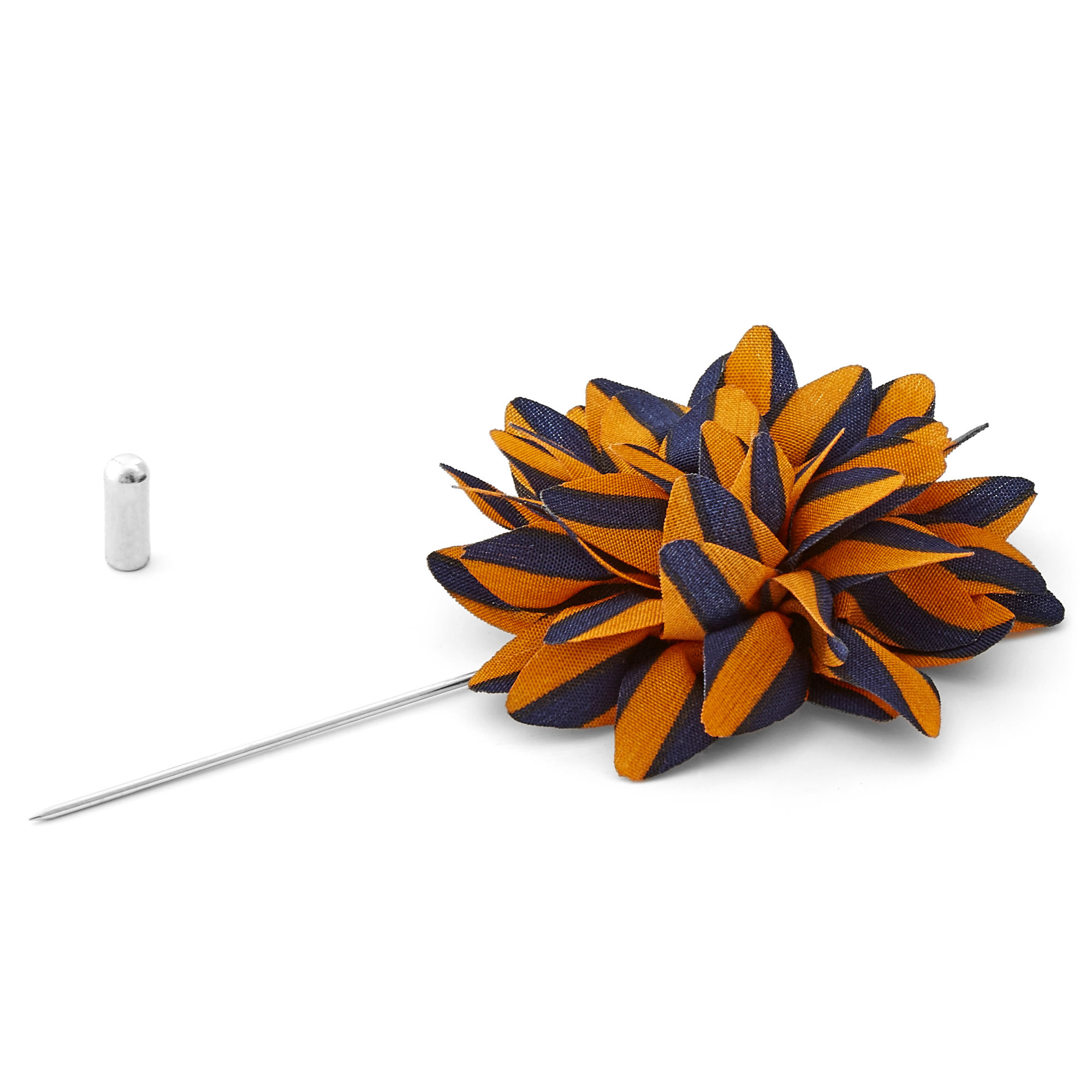 Orange & Navy Striped Lapel Flower - 2