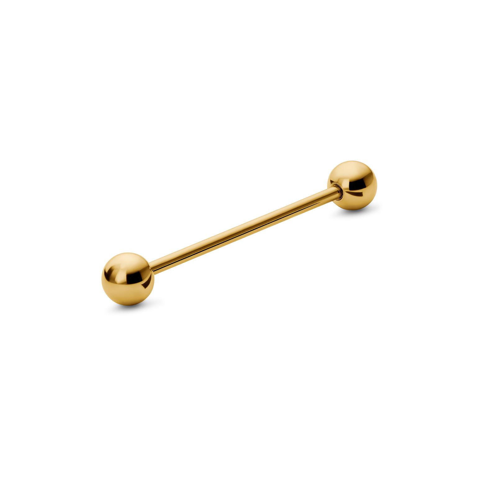 24 mm Guldfarvet Lige Stav med Kugler Kirurgisk Stål Industrial Barbell 24 mm Guldfarvet Lige Stav med Kugler Kirurgisk Stål Industrial Barbell