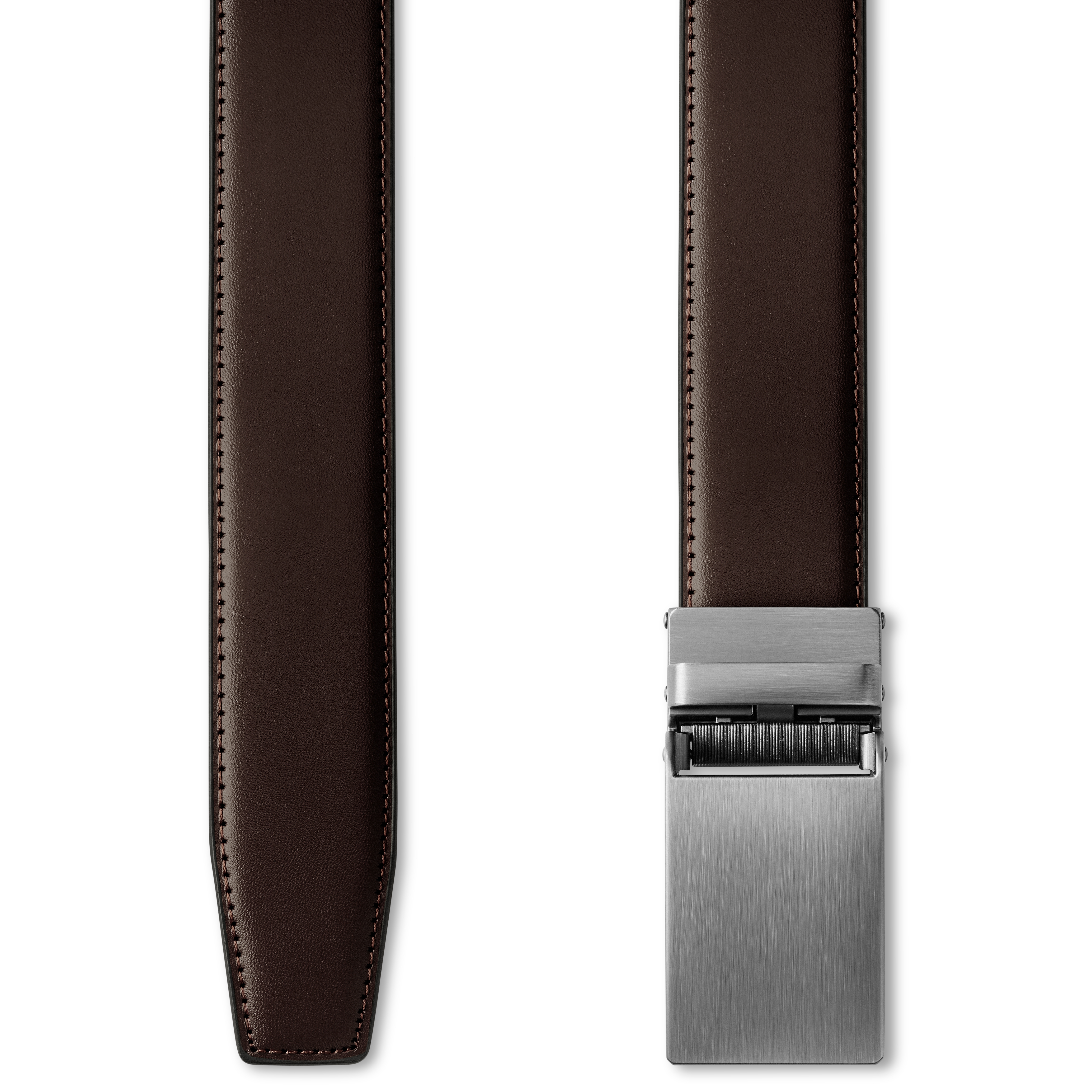 Dark Brown Auto-lock Faux Leather Belt - 2
