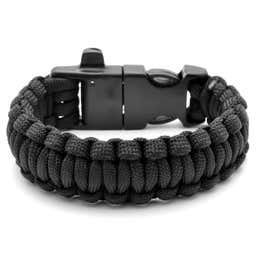 Black Paracord Bracelet With Steel Firestarter