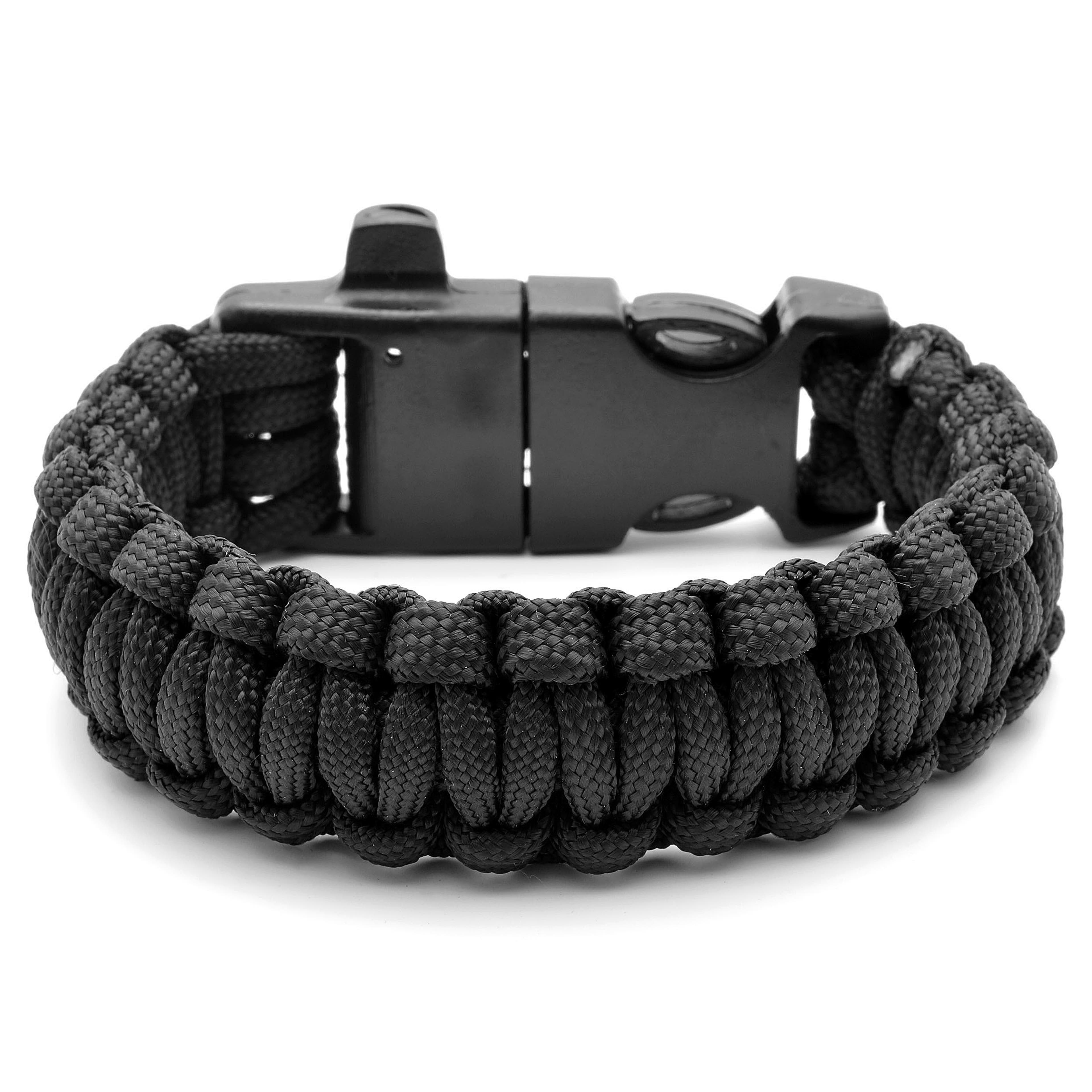 Black Paracord Bracelet With Steel Firestarter