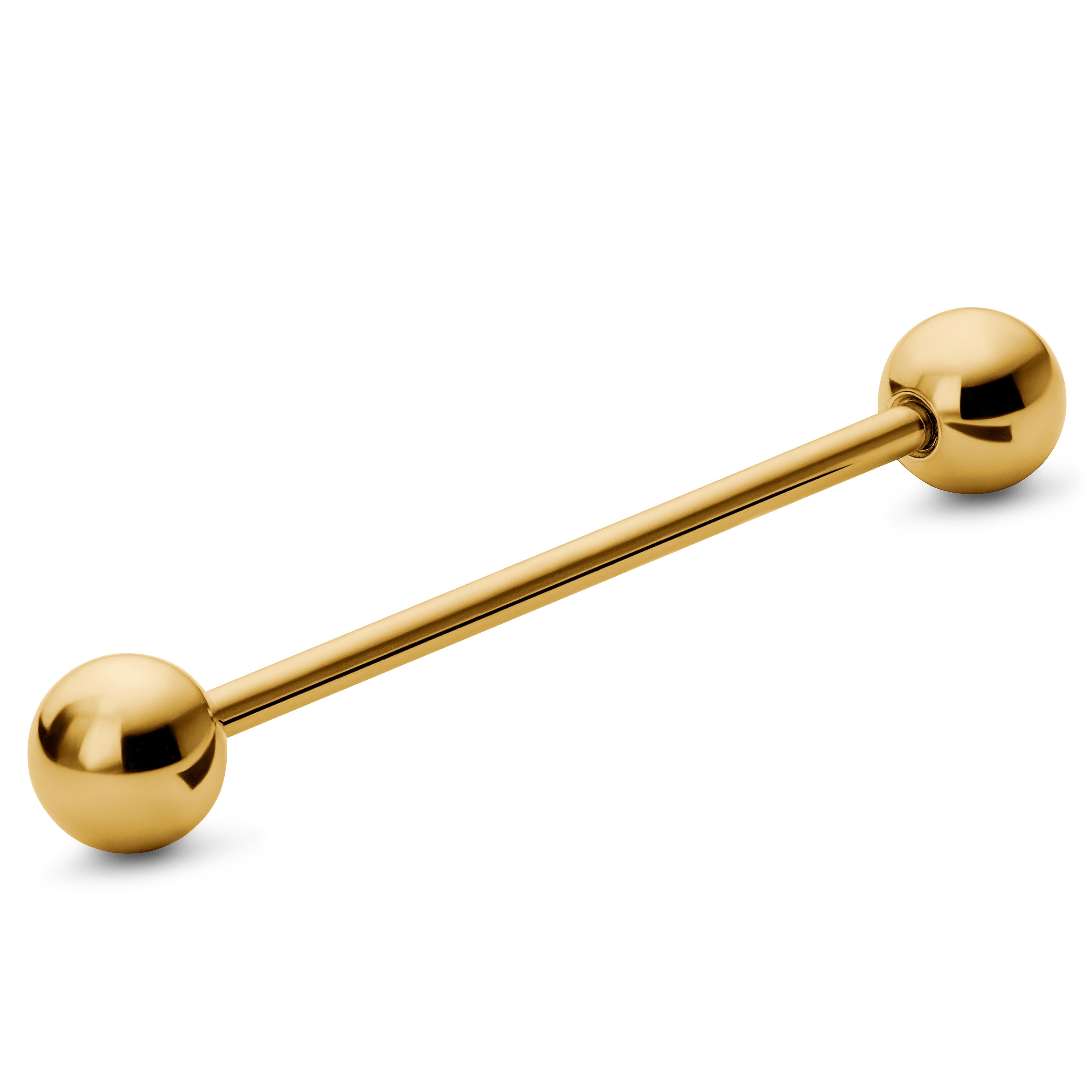 38 mm Gold-Tone Straight Ball-Tipped Surgical Steel Industrial Barbell