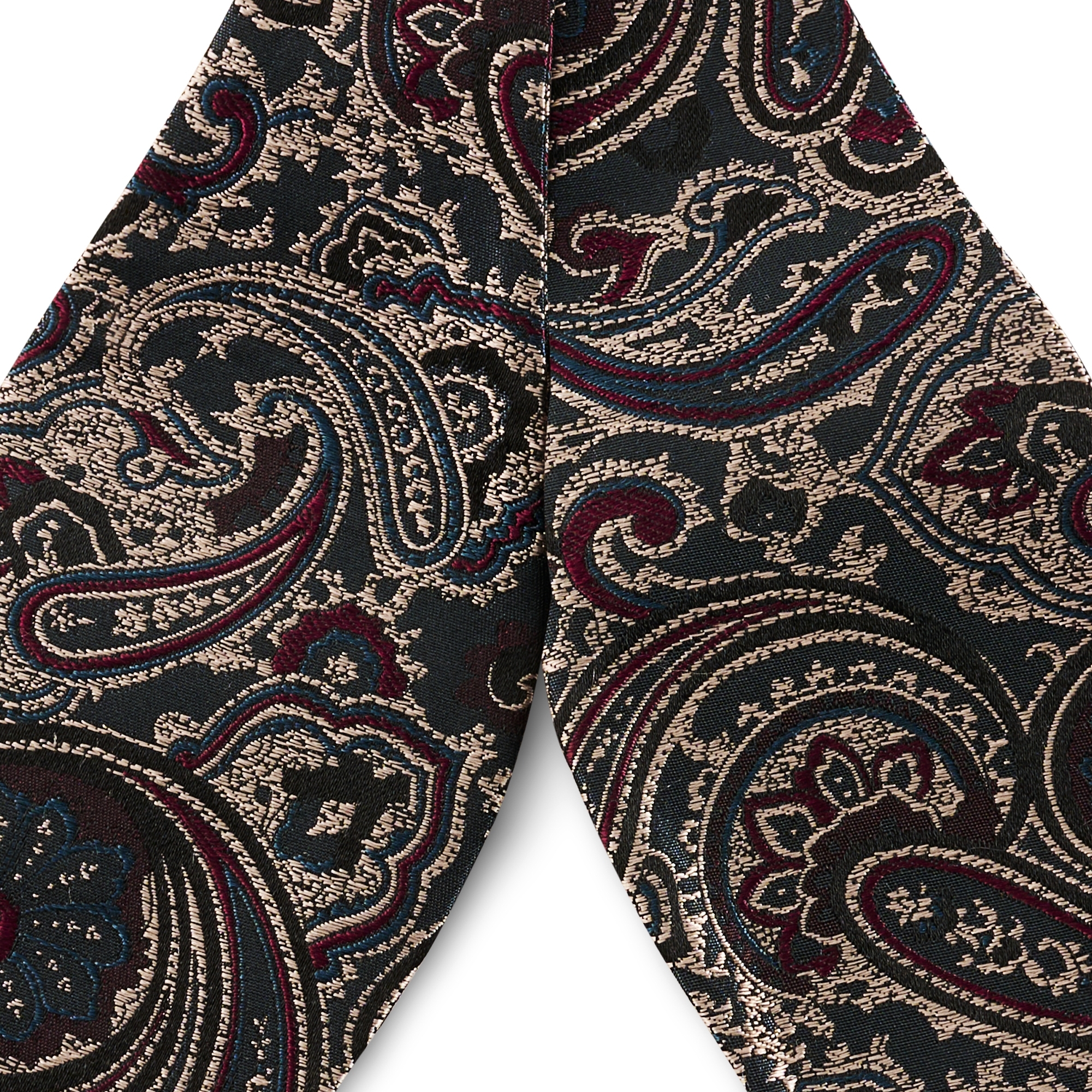 Dark Blue & Dark Green PAISLEY Pattern Silk Self-Tie Bow tie - 2