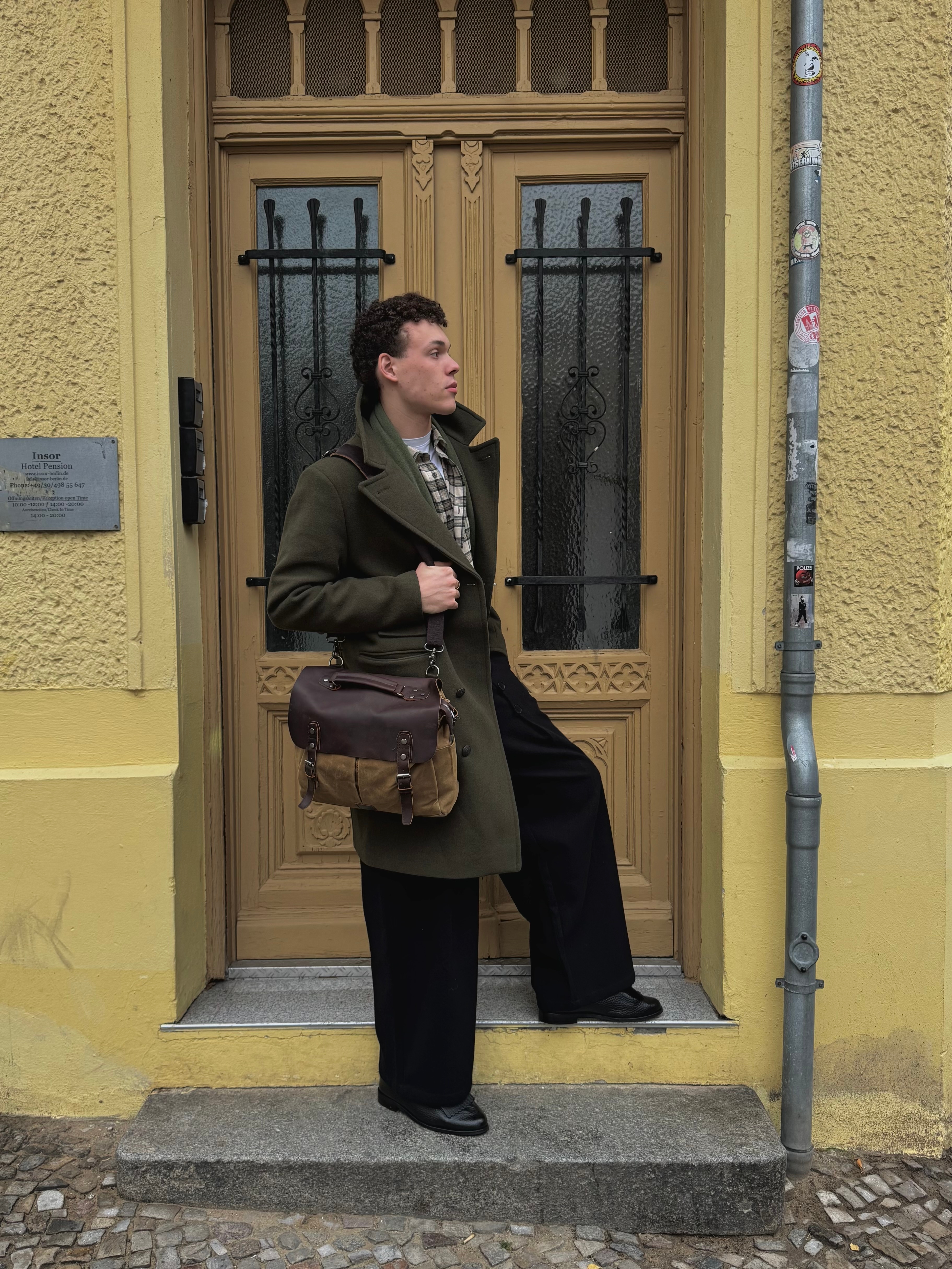 Lysebrun Vintage Style Messenger Taske - 4