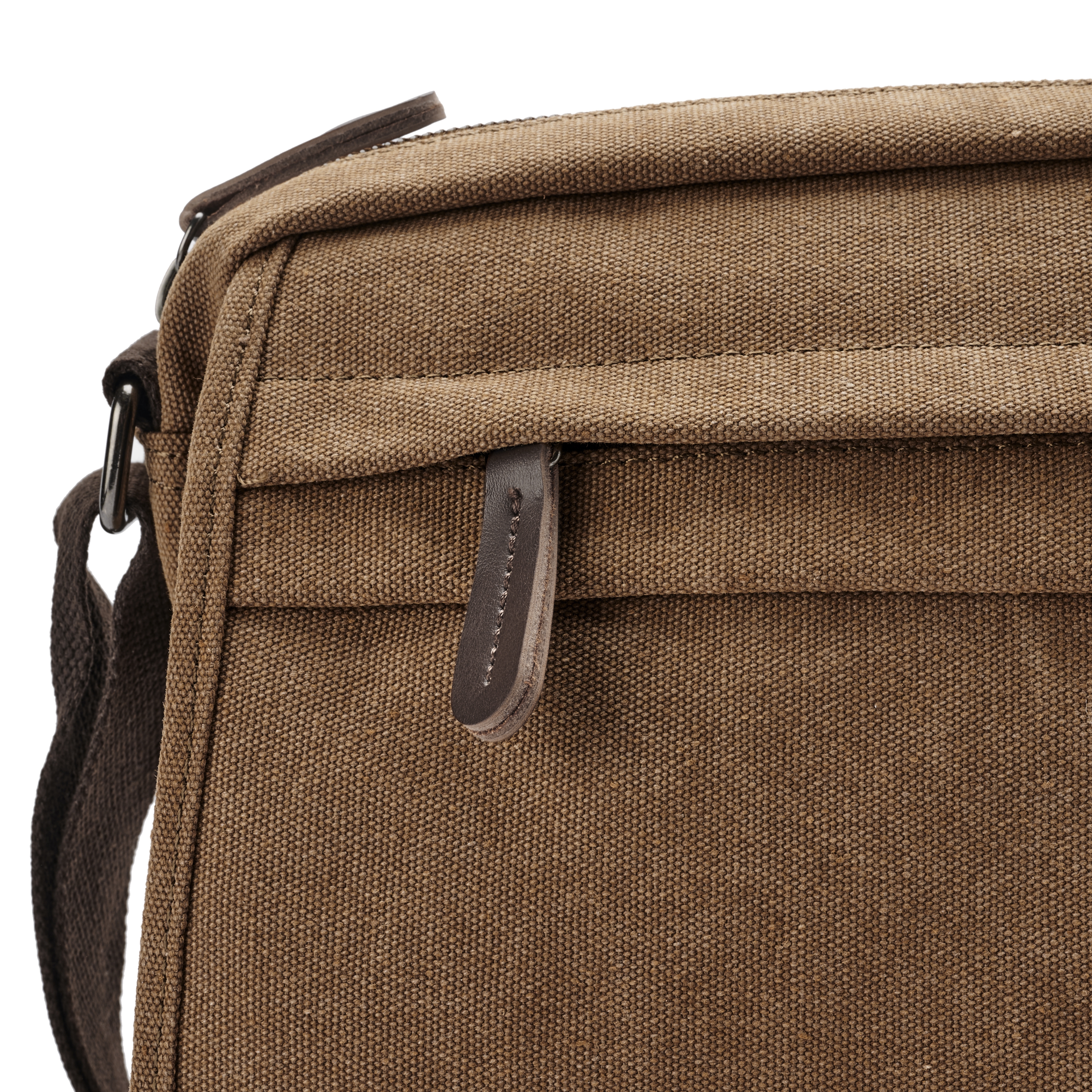 Vintage Caramel Canvas and Brown Leather Messenger Bag | In