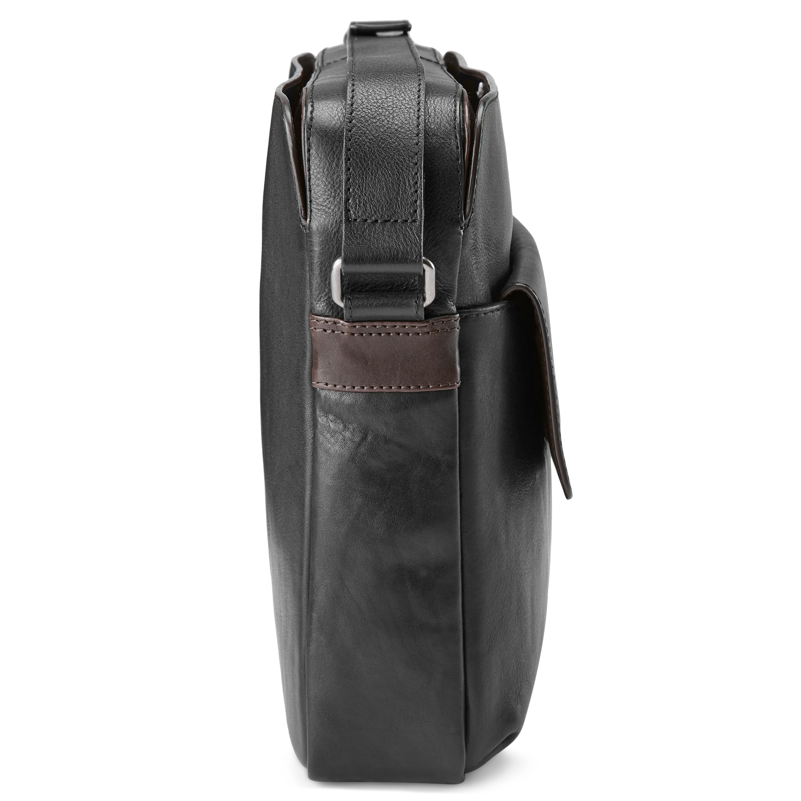 Lavi Zwarte & Donkerbruine Lederen Messengerbag - 5